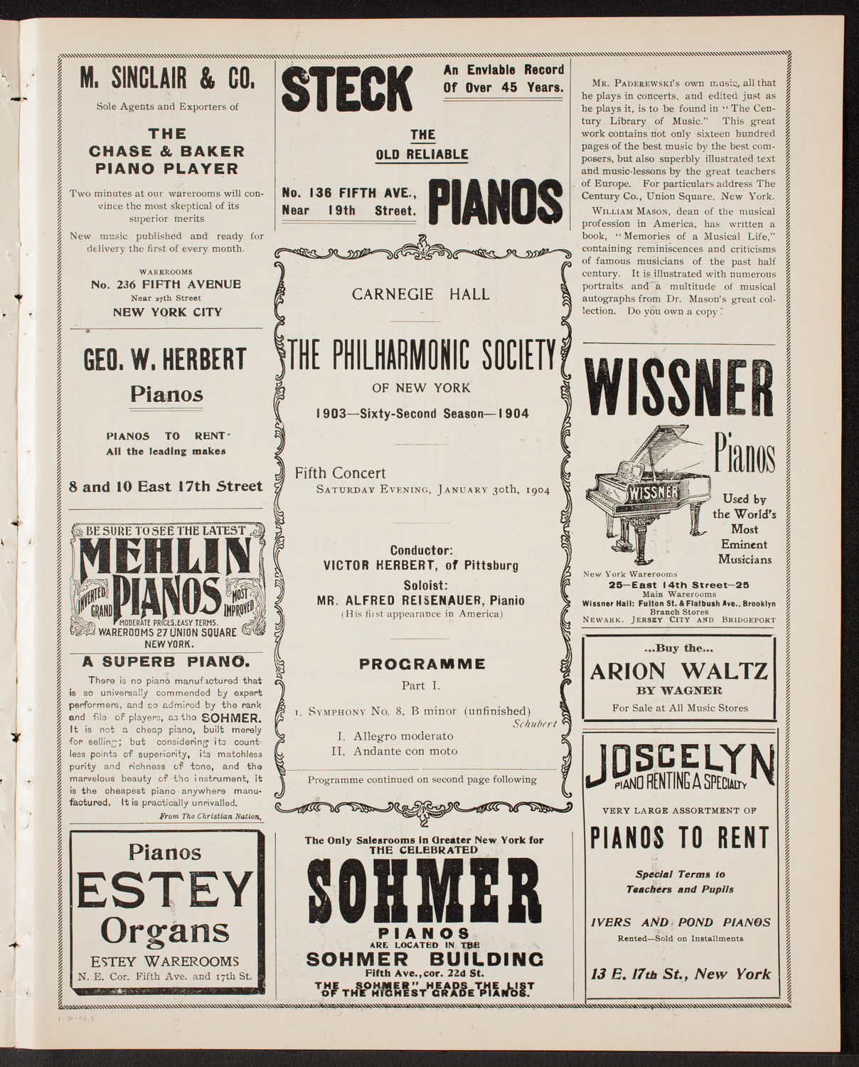 New York Philharmonic, January 30, 1904, program page 5
