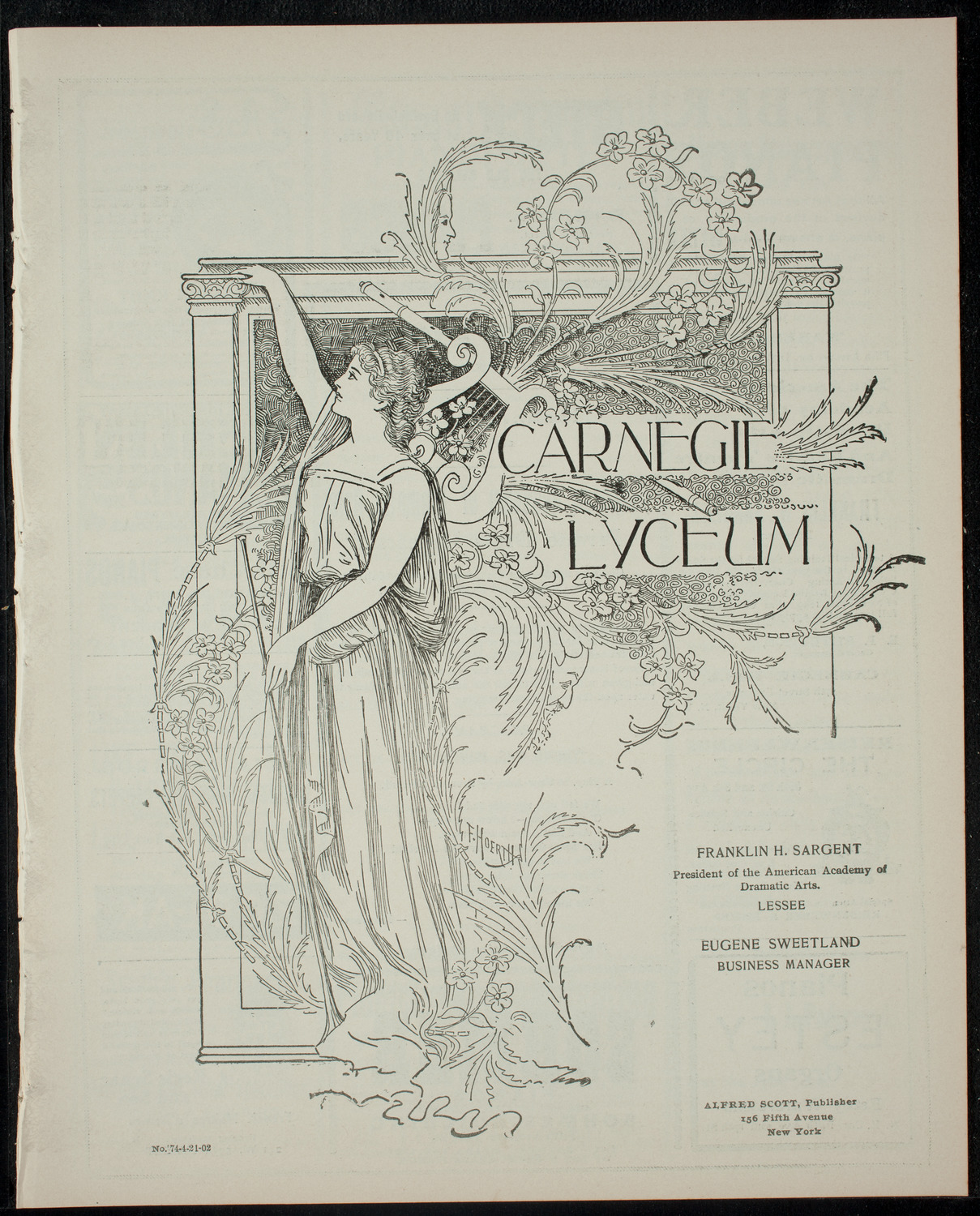 American Academy of the Dramatic Arts Private Dress Rehearsal, April 21, 1902, program page 1