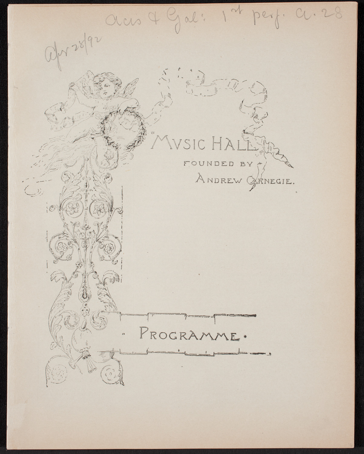 New York Symphony Orchestra: Handel Festival, April 28, 1892, program page 1