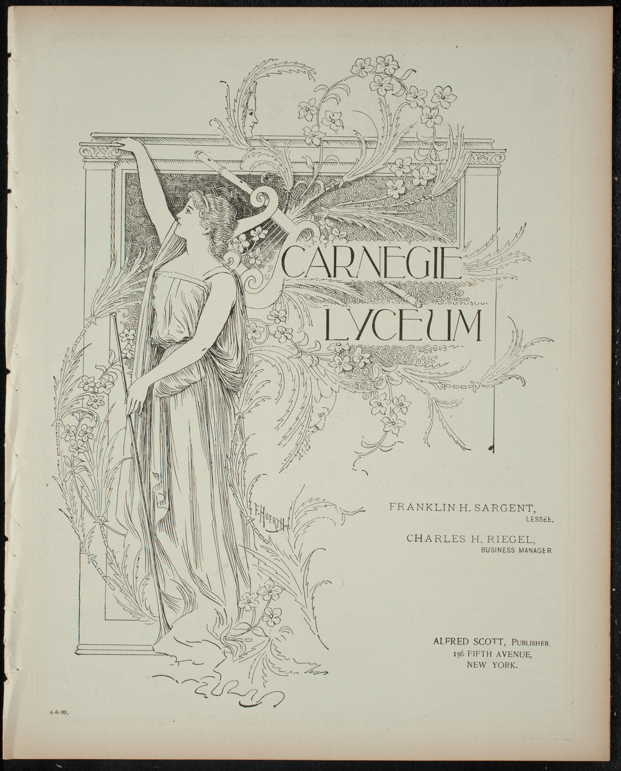 Amateur Comedy Club, April 6, 1899, program page 1