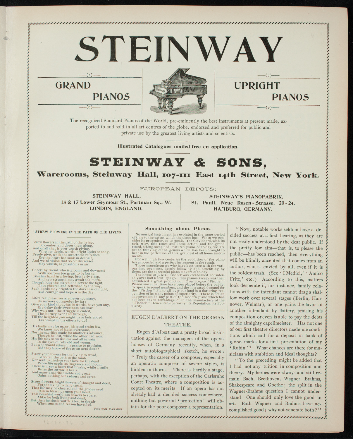 Sousa and His Men, December 27, 1896, program page 5