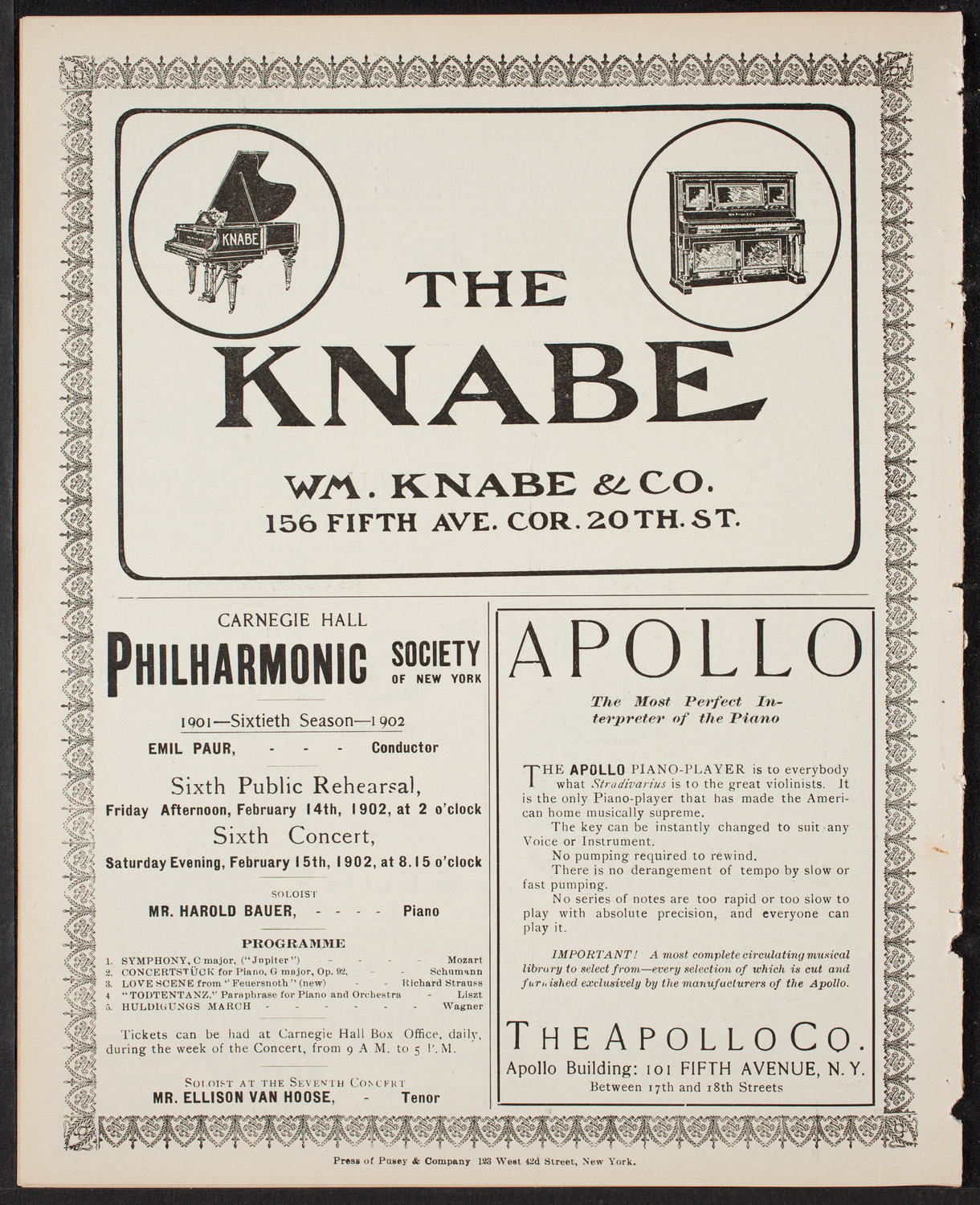 New York Philharmonic, February 1, 1902, program page 10