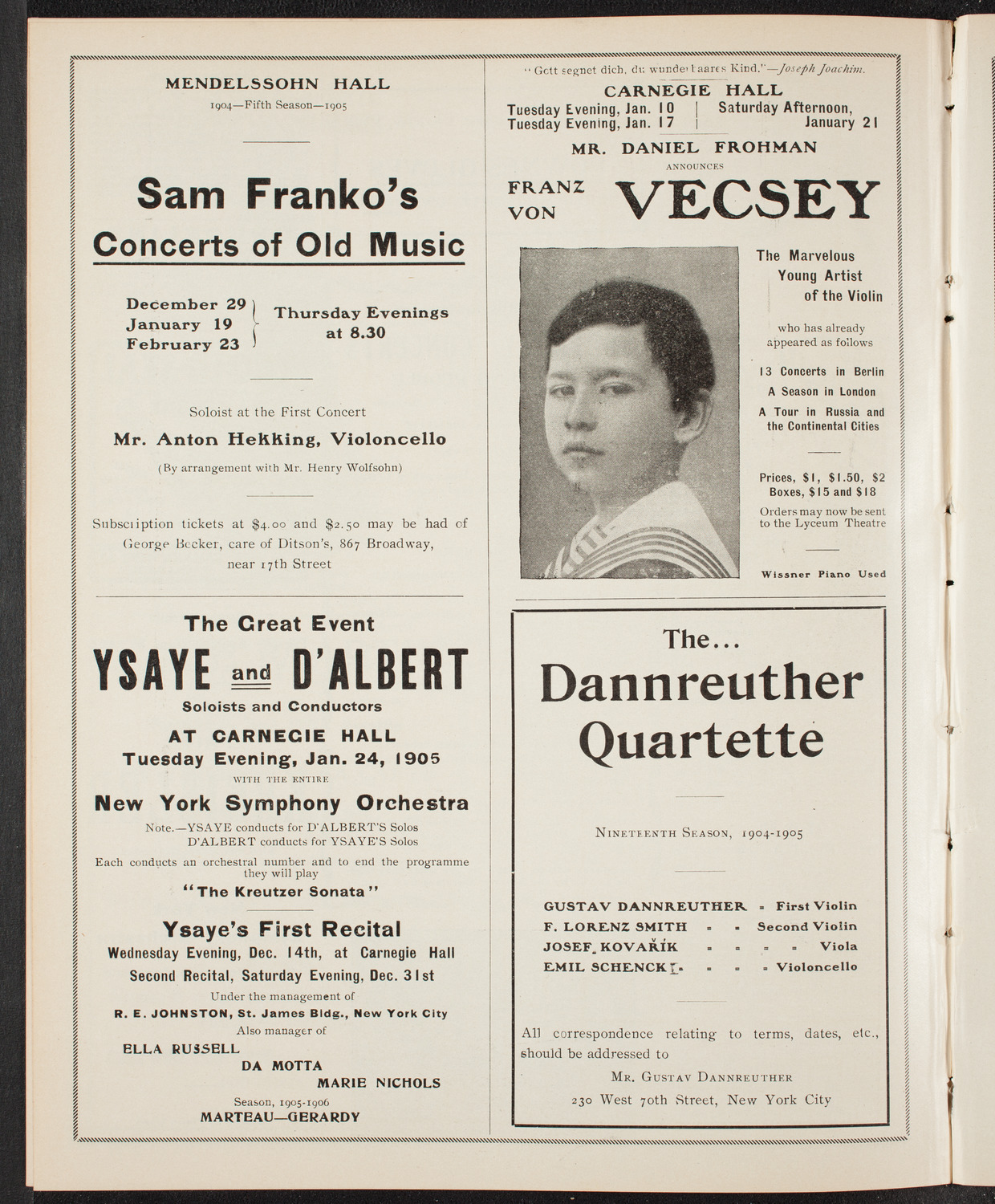 New York Philharmonic, December 2, 1904, program page 10