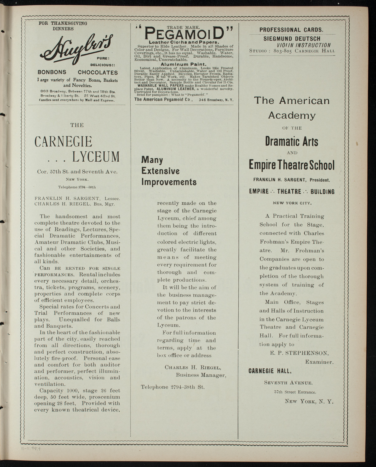 Shakespeare Recital by Marshall Darrach, November 11, 1898, program page 7