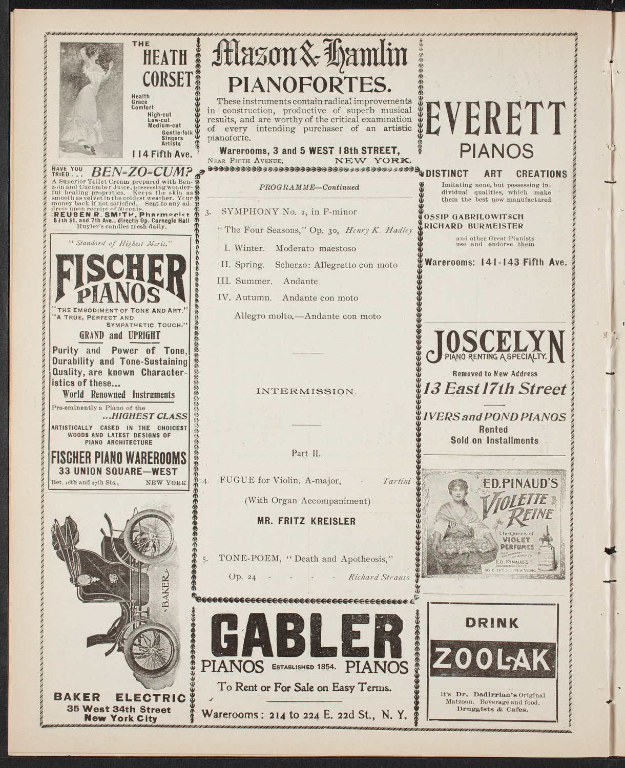 New York Philharmonic, December 21, 1901, program page 8