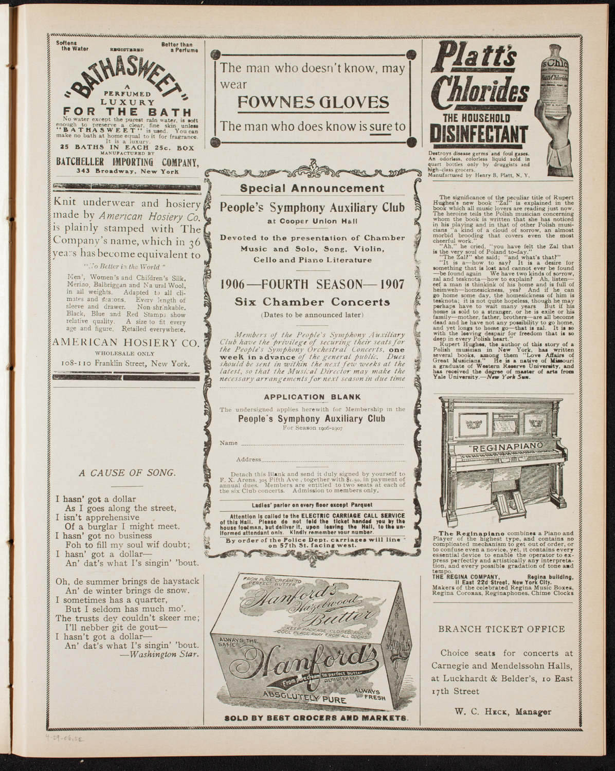 German Music Festival, April 29, 1906, program page 9