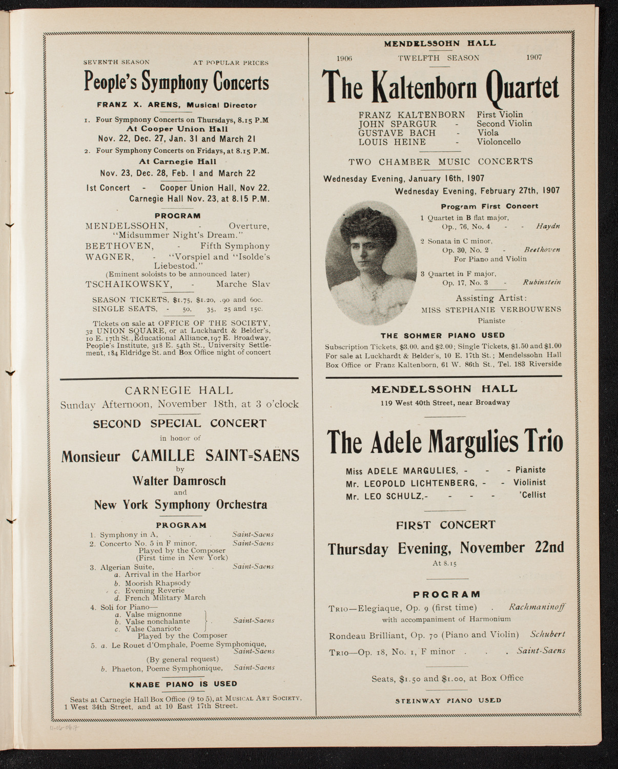 New York Philharmonic, November 16, 1906, program page 13