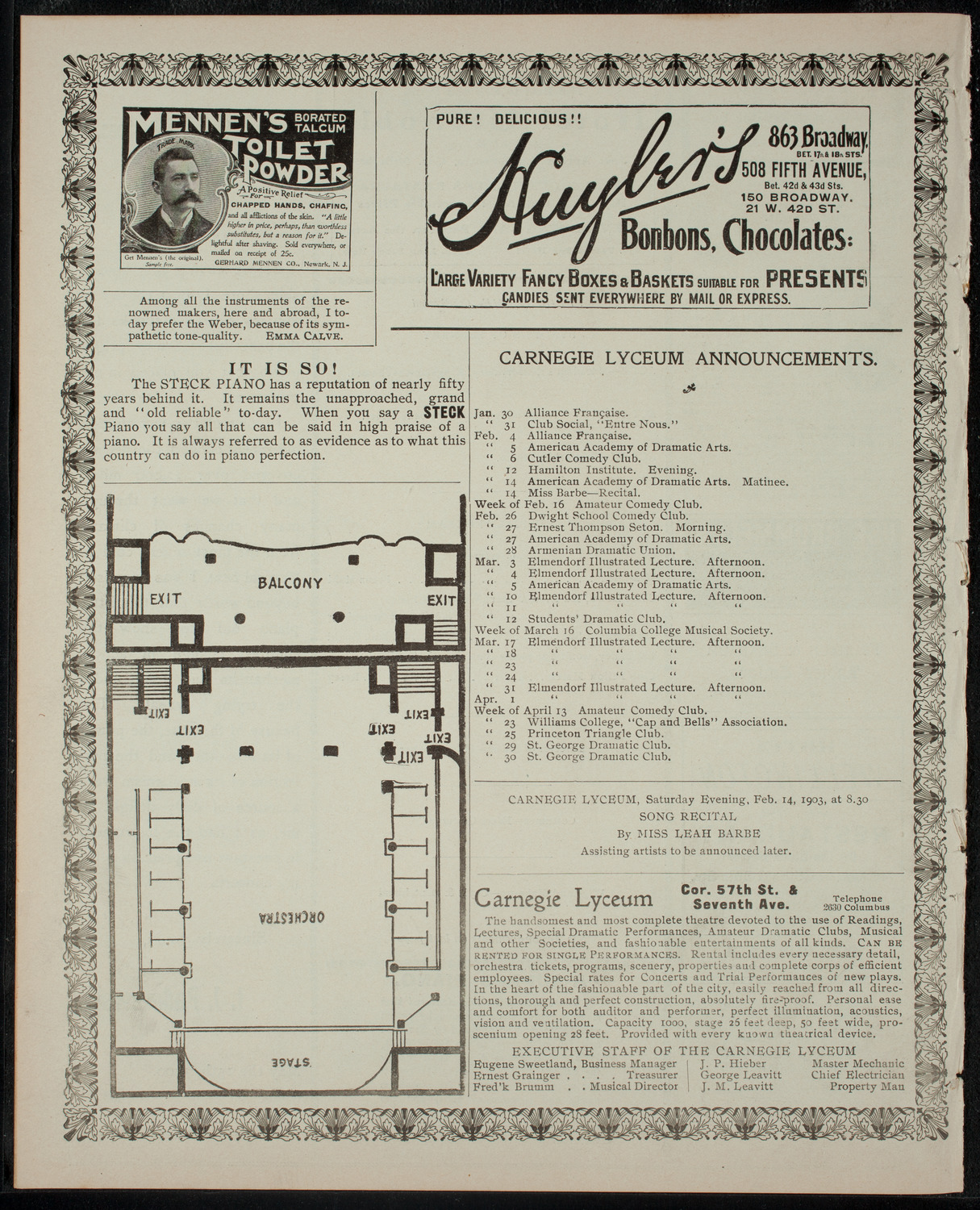 The Students' Dramatic Club, January 29, 1903, program page 4