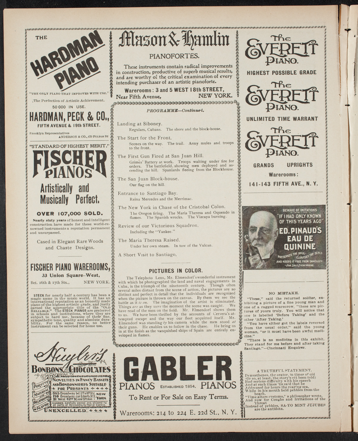 Elmendorf Lecture: The Entire War with Spain in Cuba, April 7, 1899, program page 6