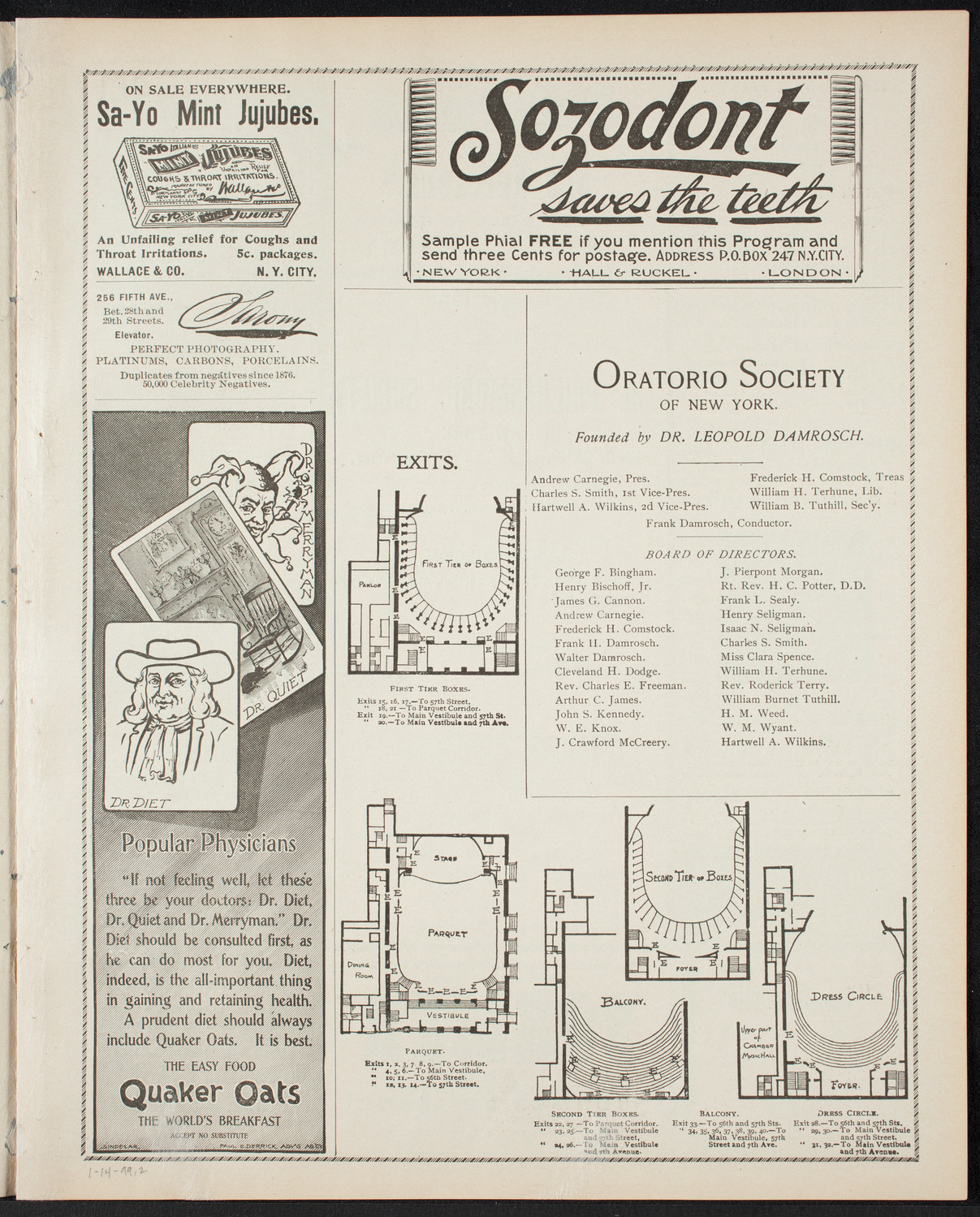 New York Philharmonic, January 14, 1899, program page 3