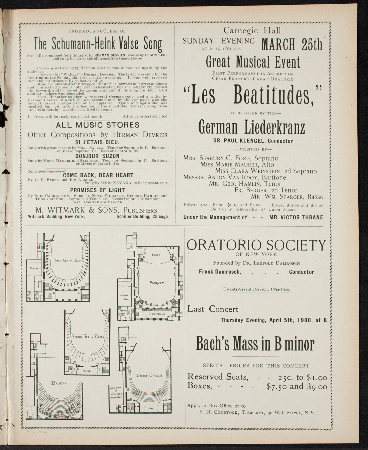 New York Philharmonic, March 23, 1900, program page 3