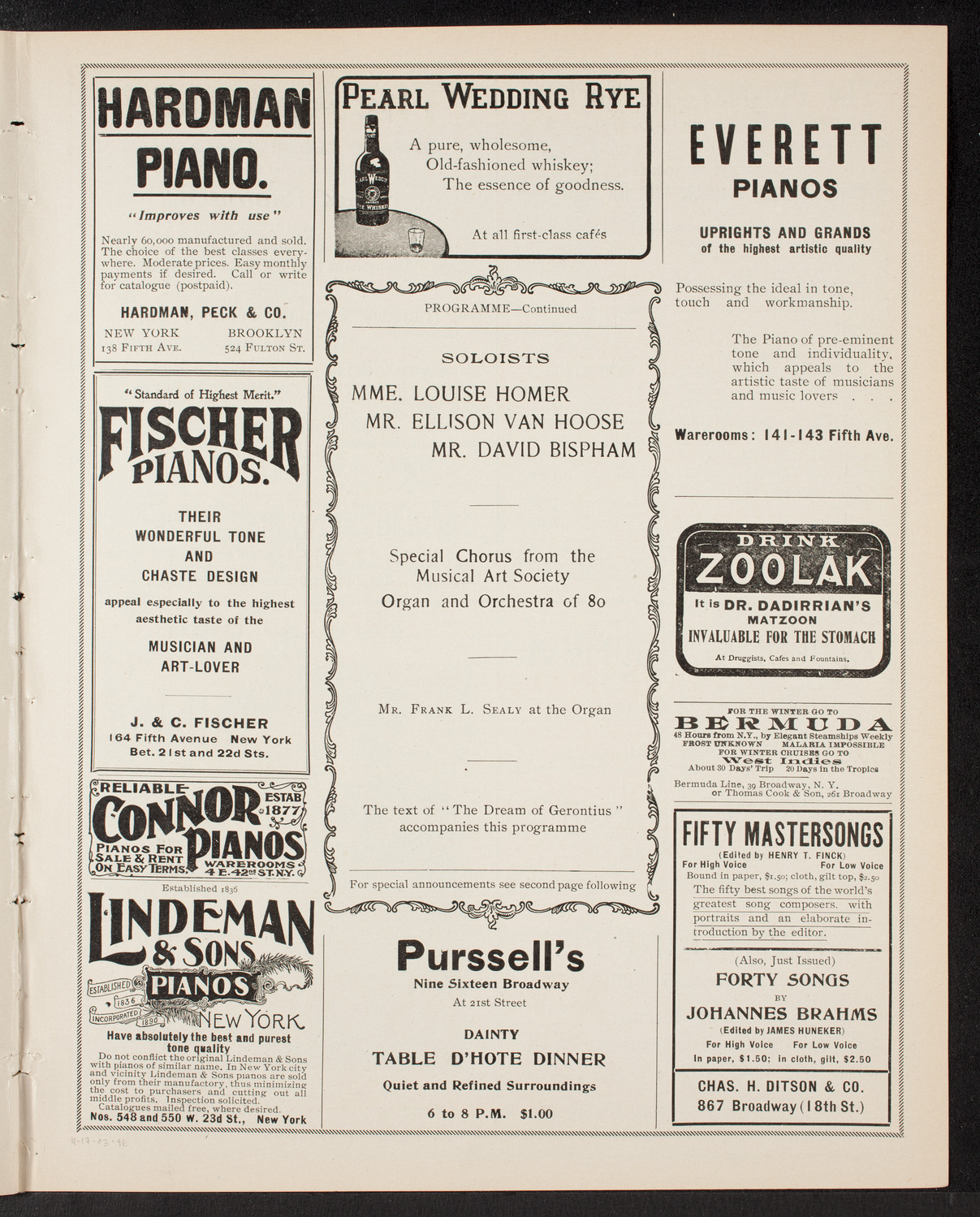 Oratorio Society of New York, November 17, 1903, program page 7