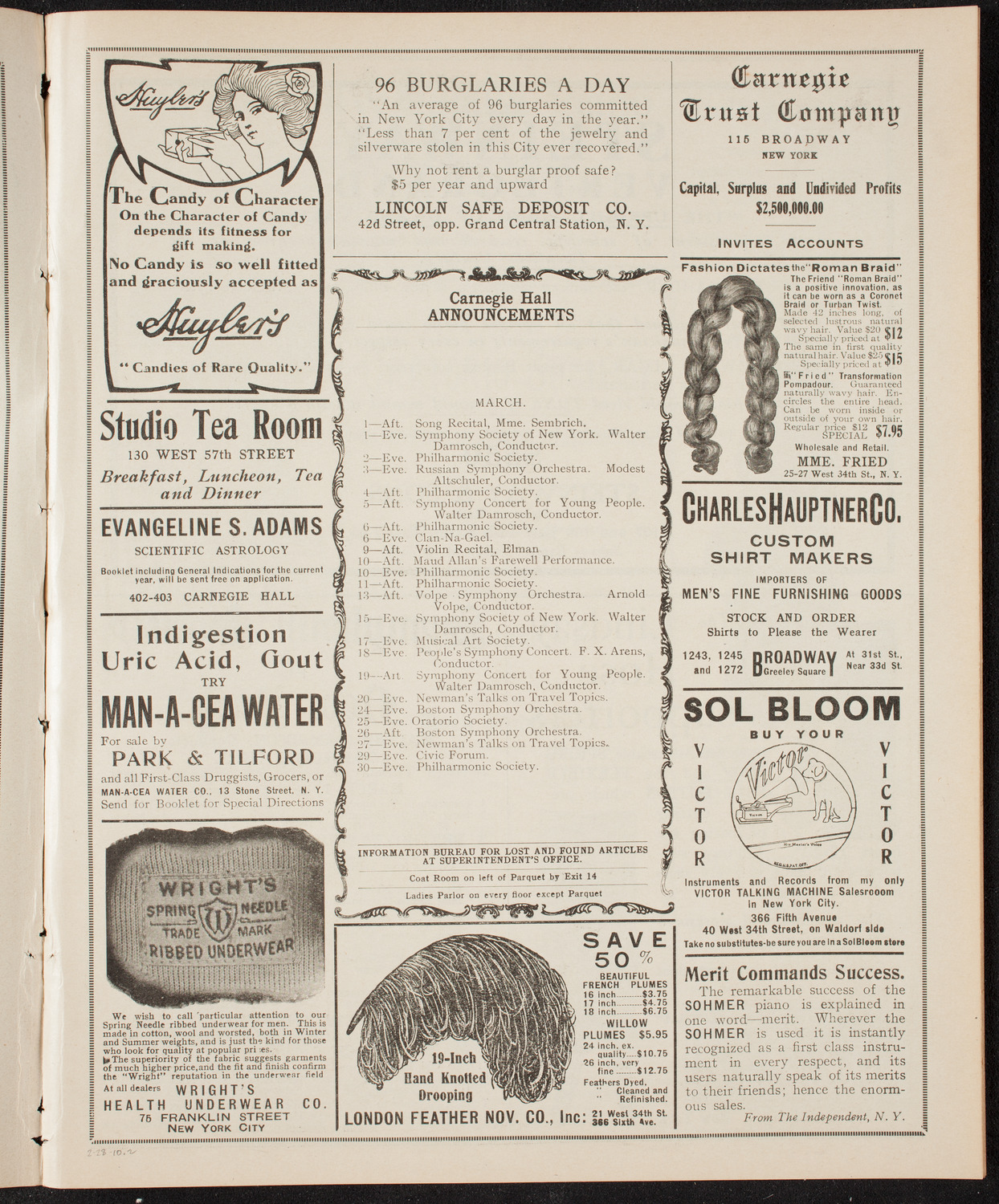 Oratorio Society of New York, February 28, 1910, program page 3