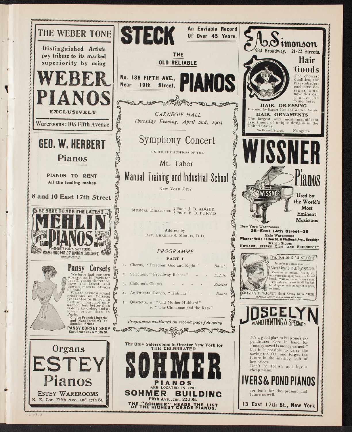 Mt. Tabor Manual Training and Industrial School Symphony Concert, April 2, 1903, program page 5