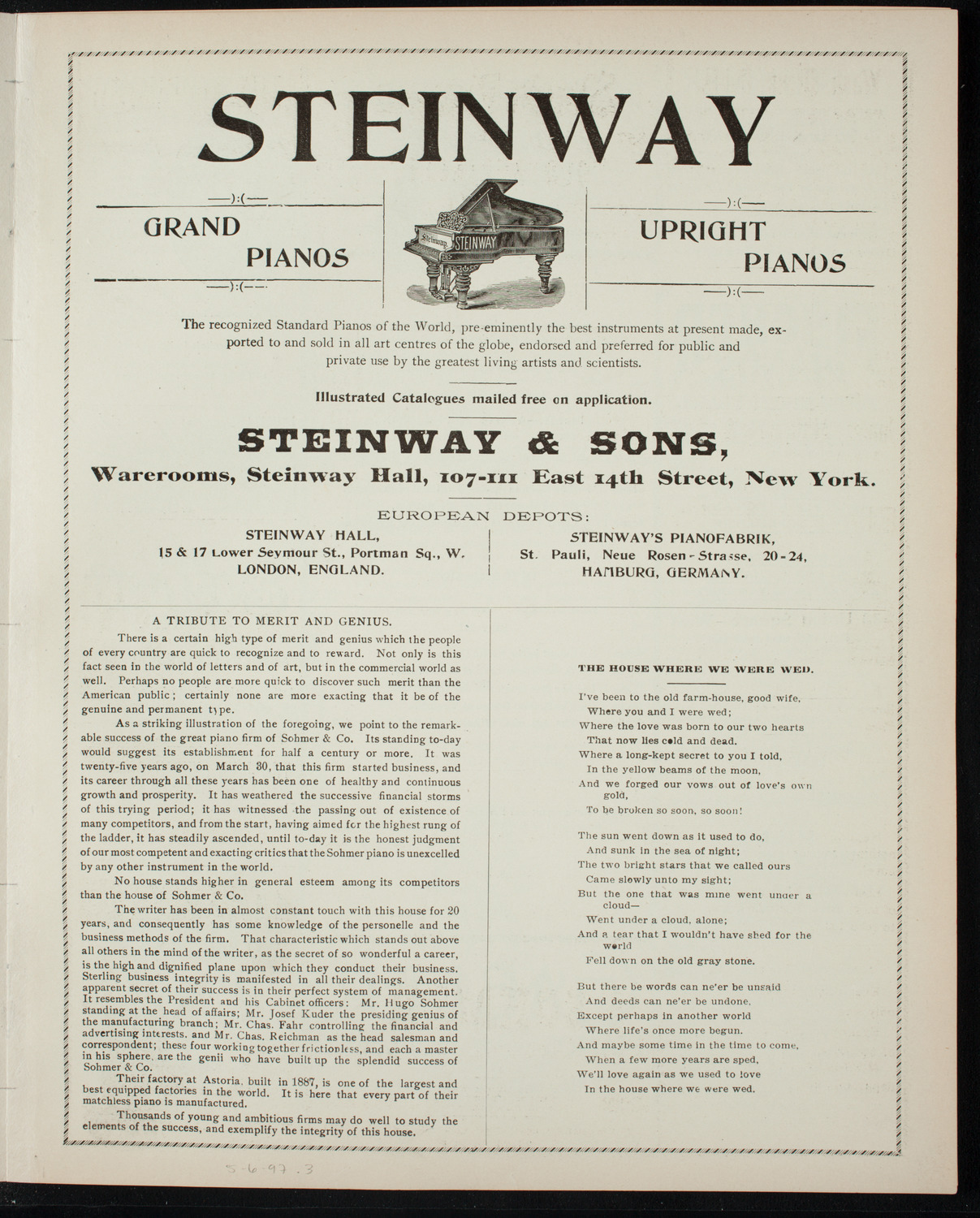 Illustrated Lecture: Evolution of the Earth, May 6, 1897, program page 5