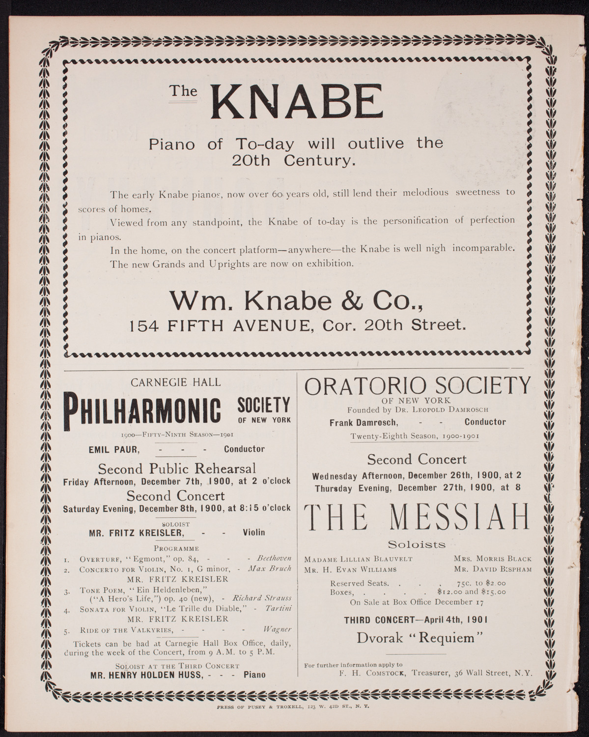 Marcella Sembrich, Soprano, December 4, 1900, program page 8