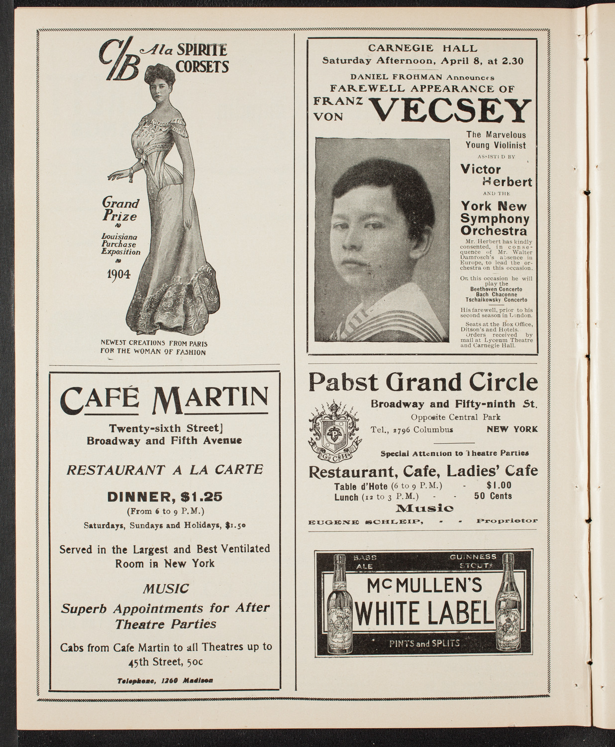 New York Philharmonic, March 24, 1905, program page 8