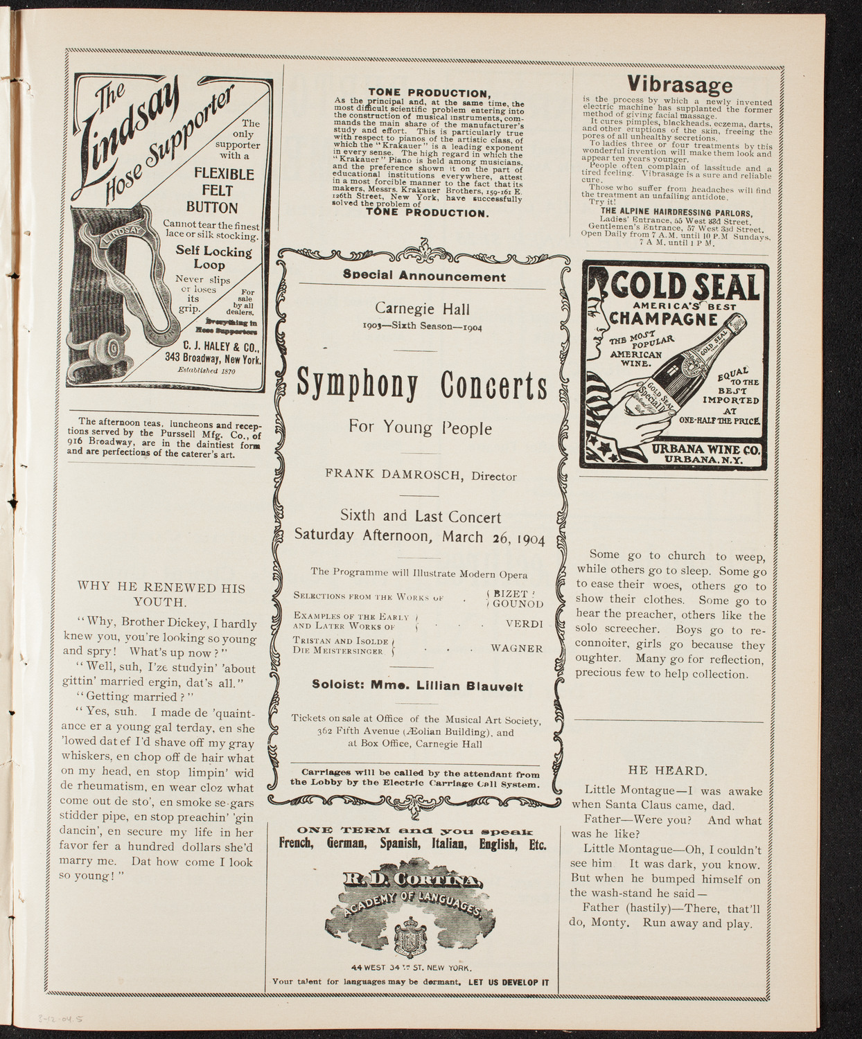 Lillian Nordica, Soprano, with the New York Symphony Orchestra, March 12, 1904, program page 9