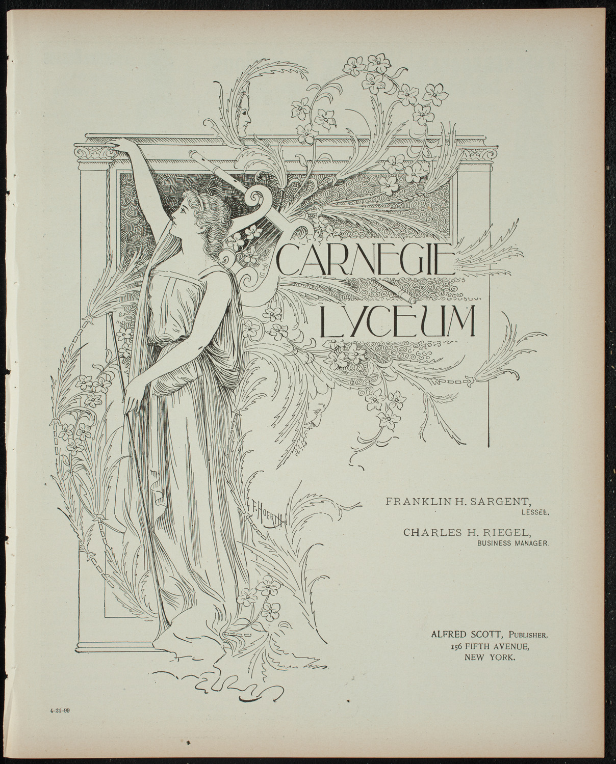 Vassar College Dramatic Performance, April 24, 1899, program page 1