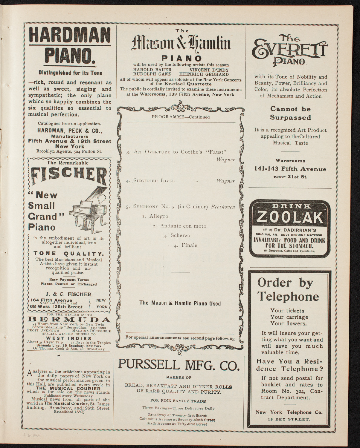 New York Symphony Orchestra, February 6, 1906, program page 7