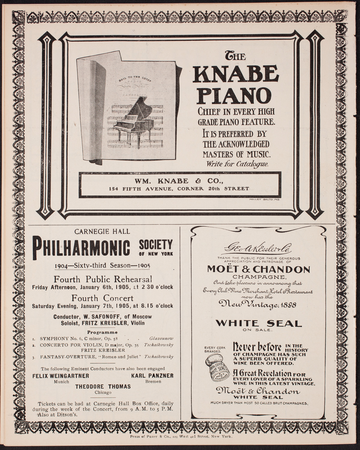 Vladimir de Pachmann, Piano, January 1, 1905, program page 12