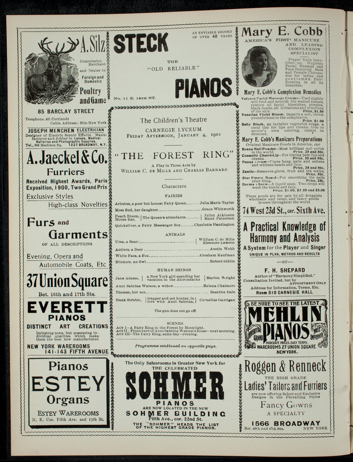 The Children's Theatre, January 4, 1901, program page 2