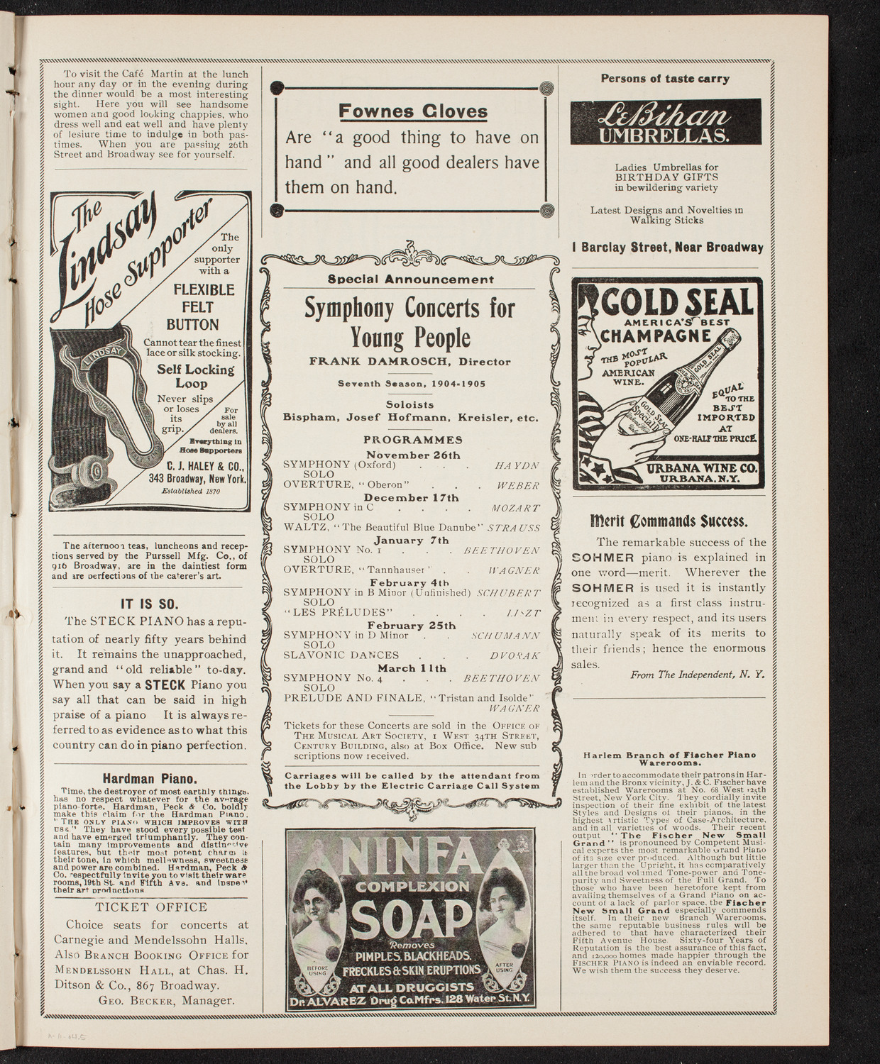 New York Philharmonic, November 11, 1904, program page 9