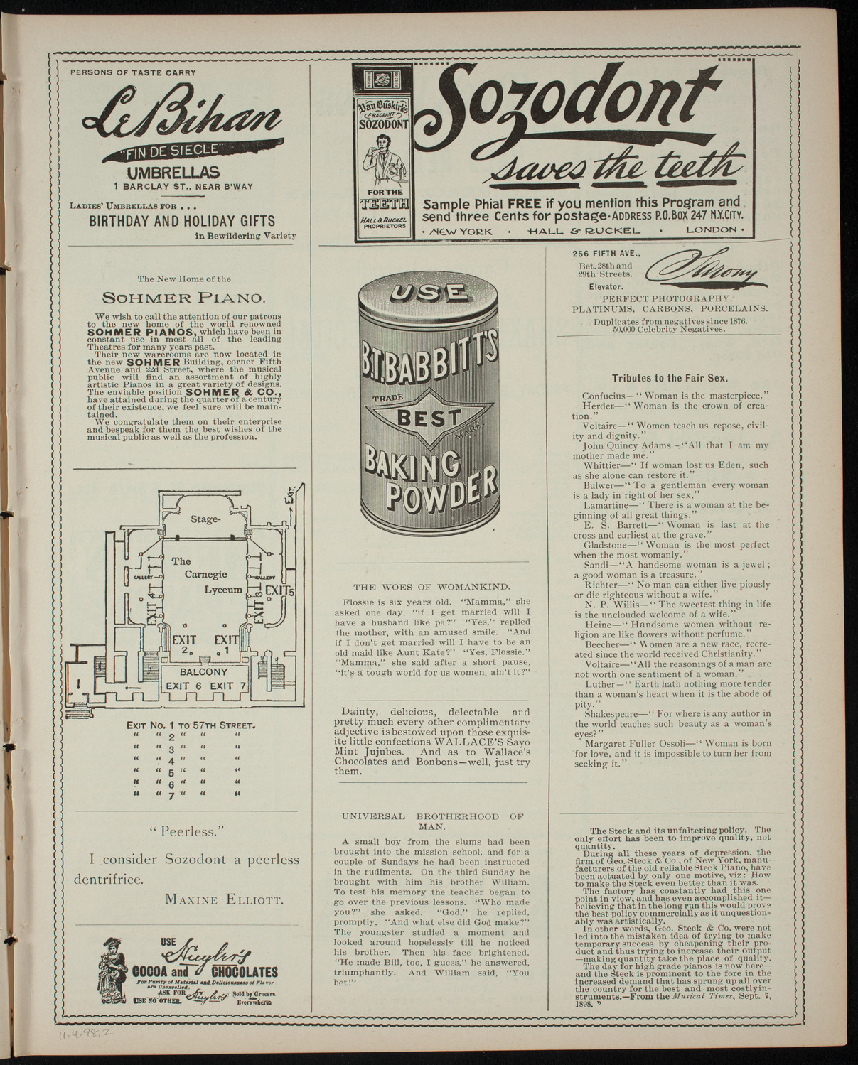 Shakespeare Recital by Marshall Darrach, November 4, 1898, program page 3