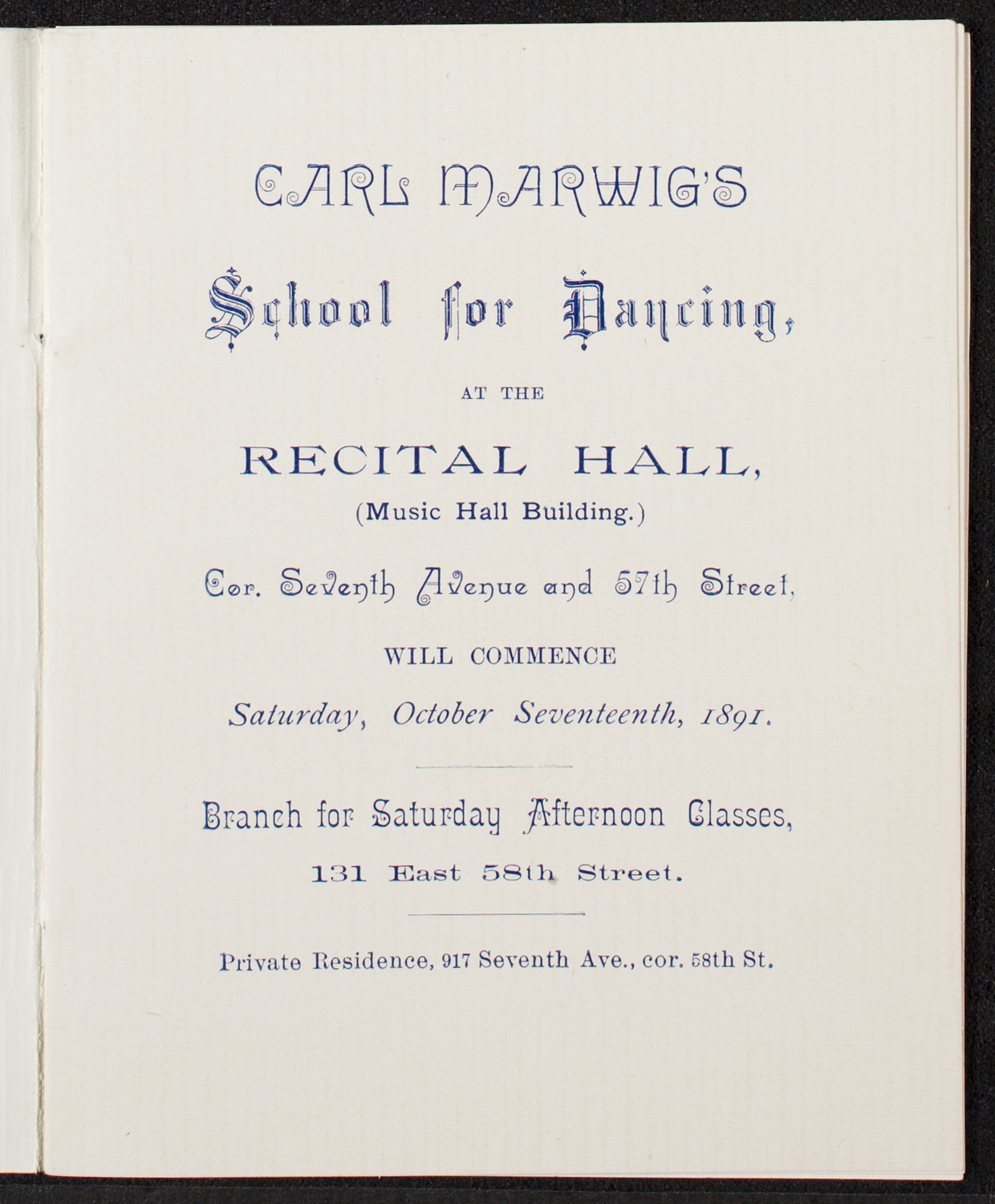 Students of Carl Marwig, October 17, 1891, program page 2