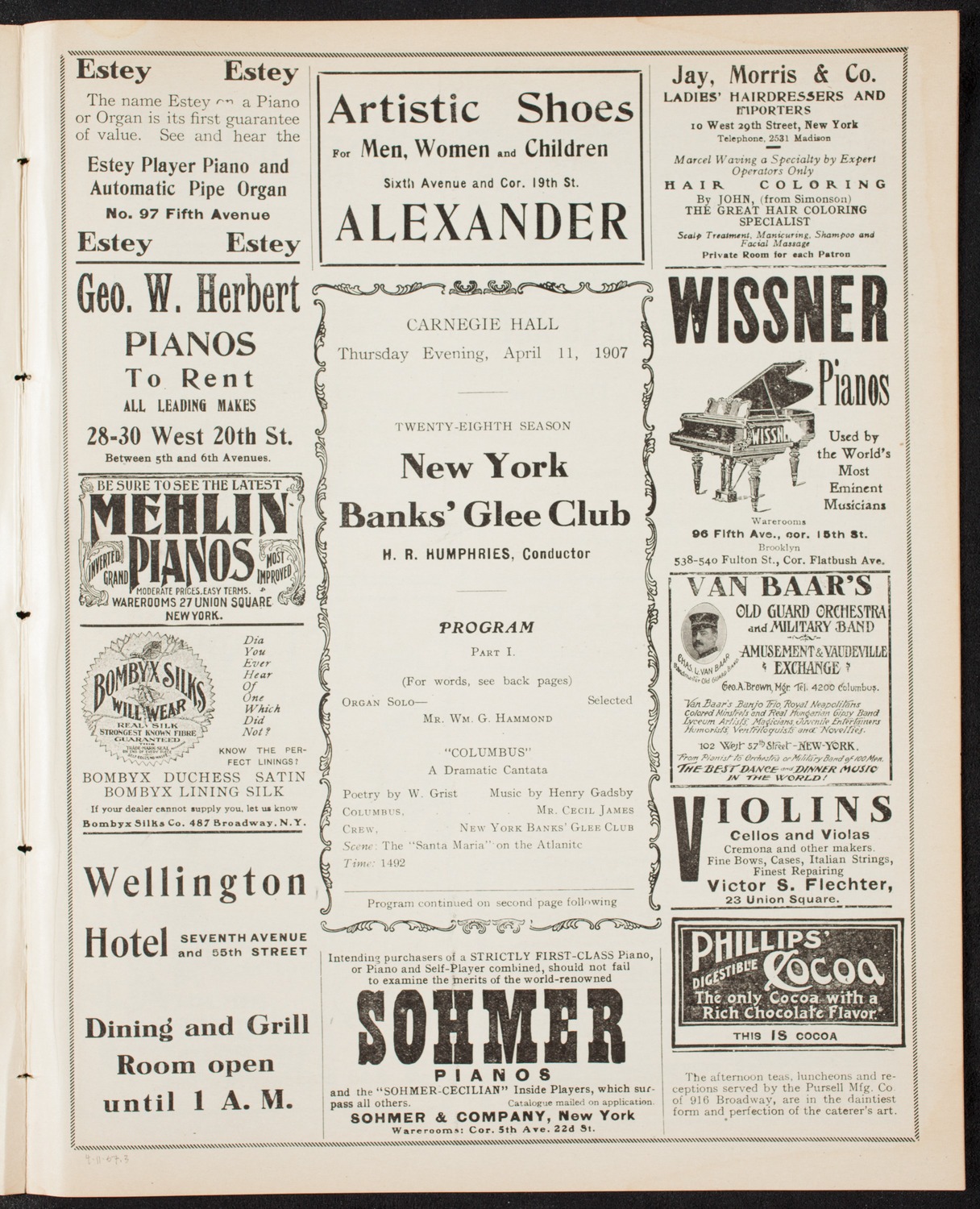 New York Banks' Glee Club, April 11, 1907, program page 5