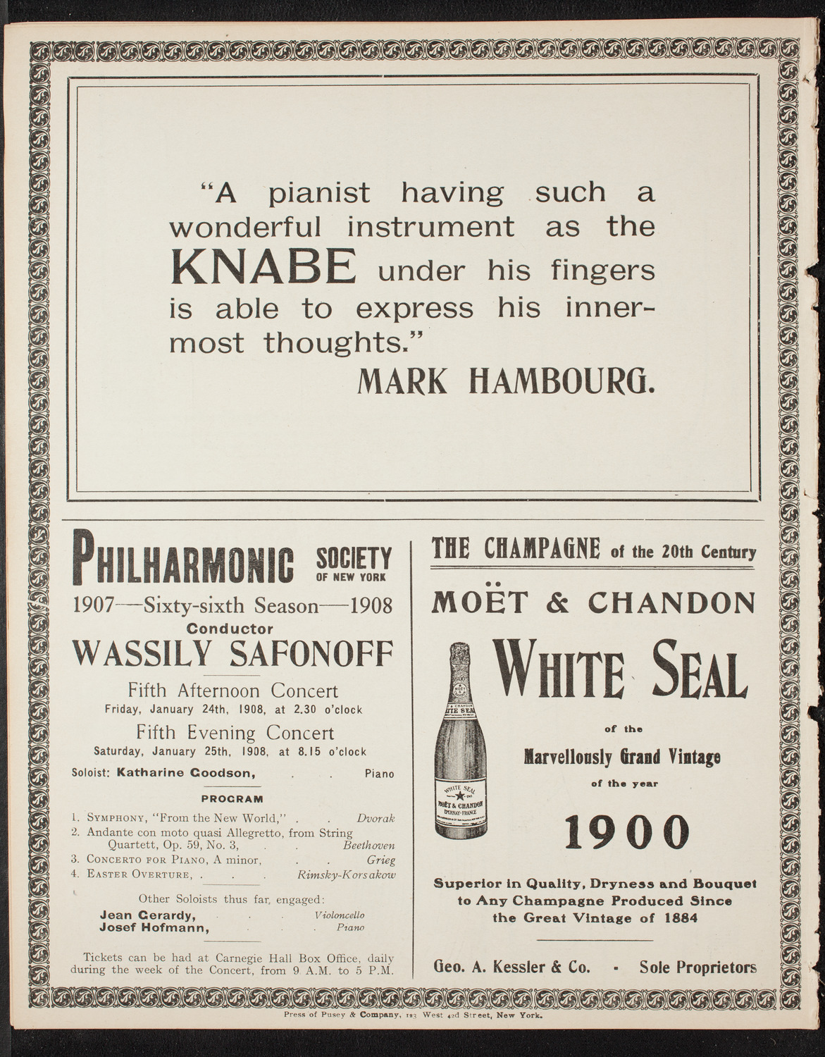 Teresa Carreño, Piano, January 12, 1908, program page 12