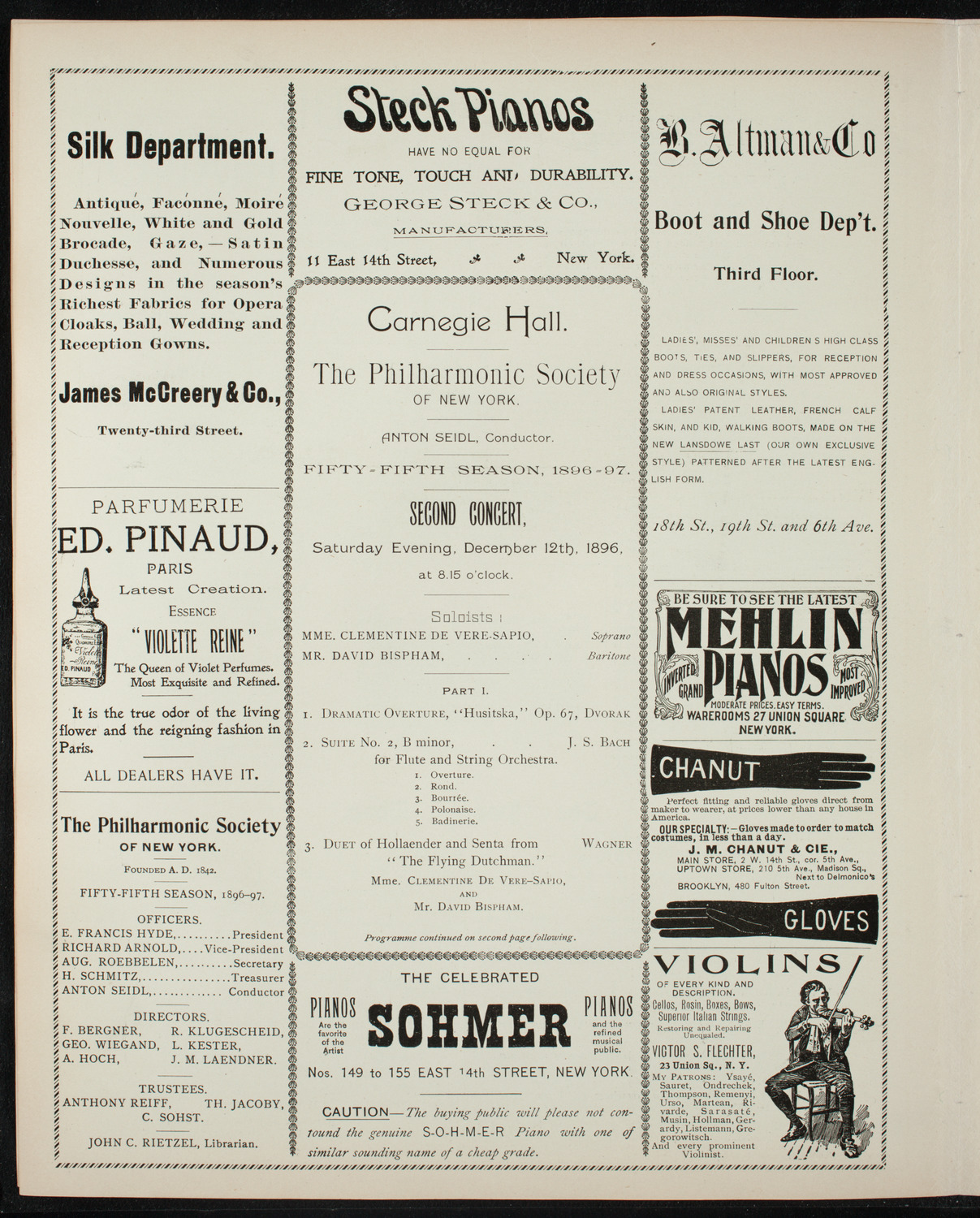 New York Philharmonic, December 12, 1896, program page 4