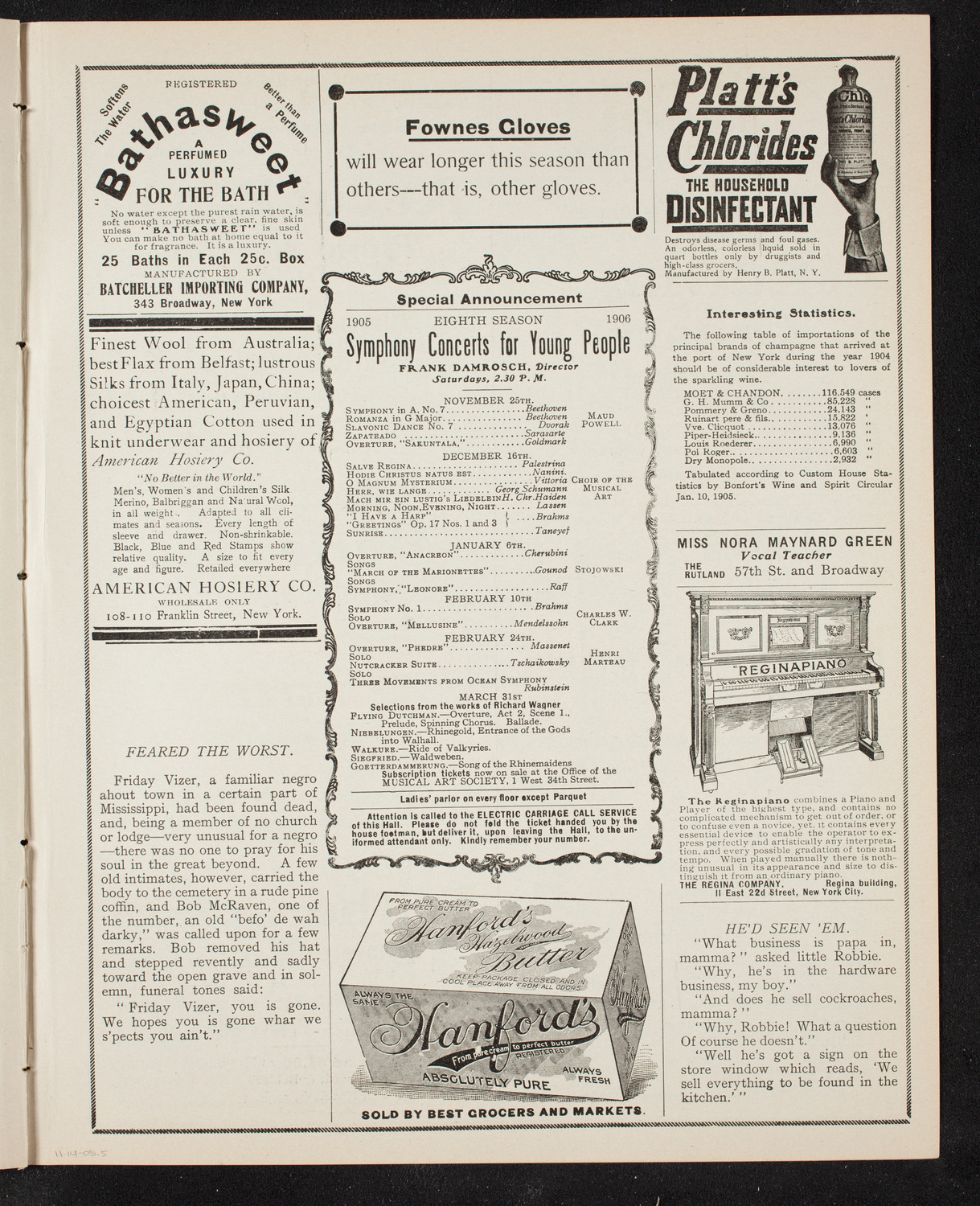 Marcella Sembrich, Soprano, November 14, 1905, program page 9