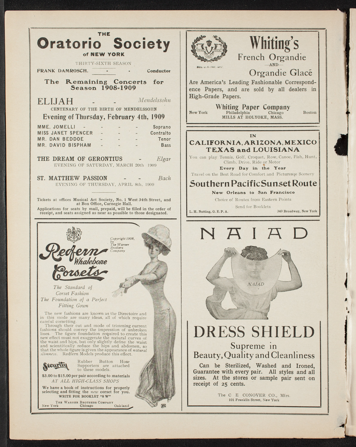 Ben Greet Players with New York Symphony Orchestra, January 2, 1909, program page 2