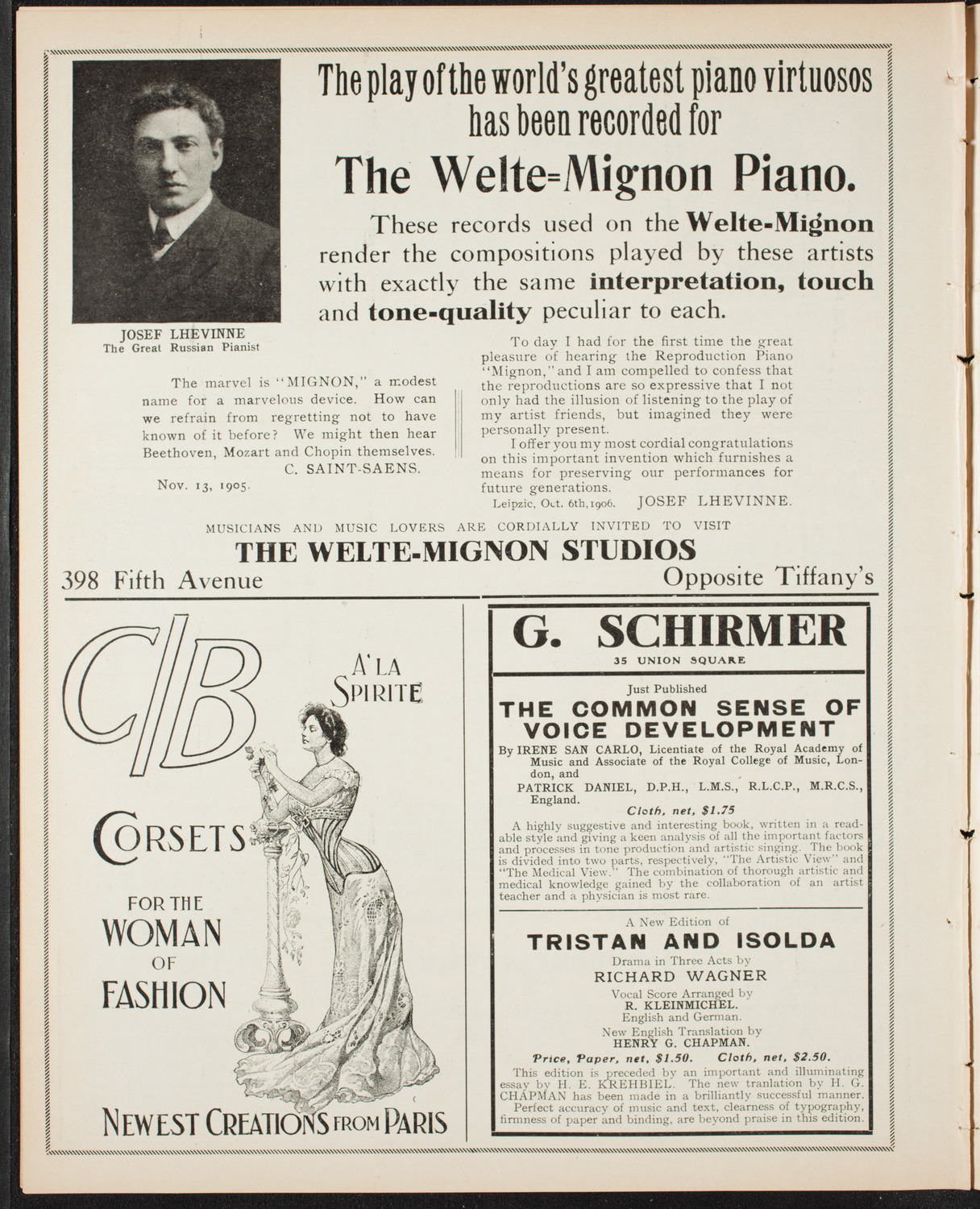 Mieczyslaw Horszowski, Piano, January 6, 1907, program page 8