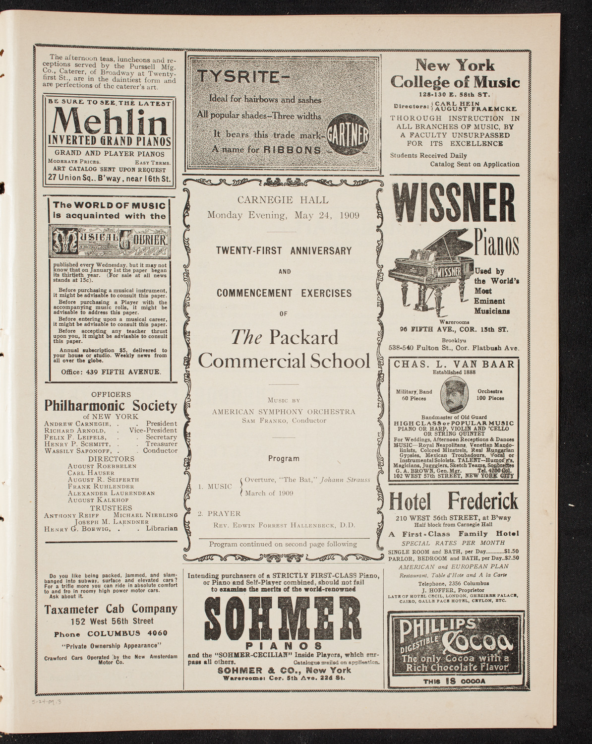 Graduation: Packard Commercial School, May 24, 1909, program page 5