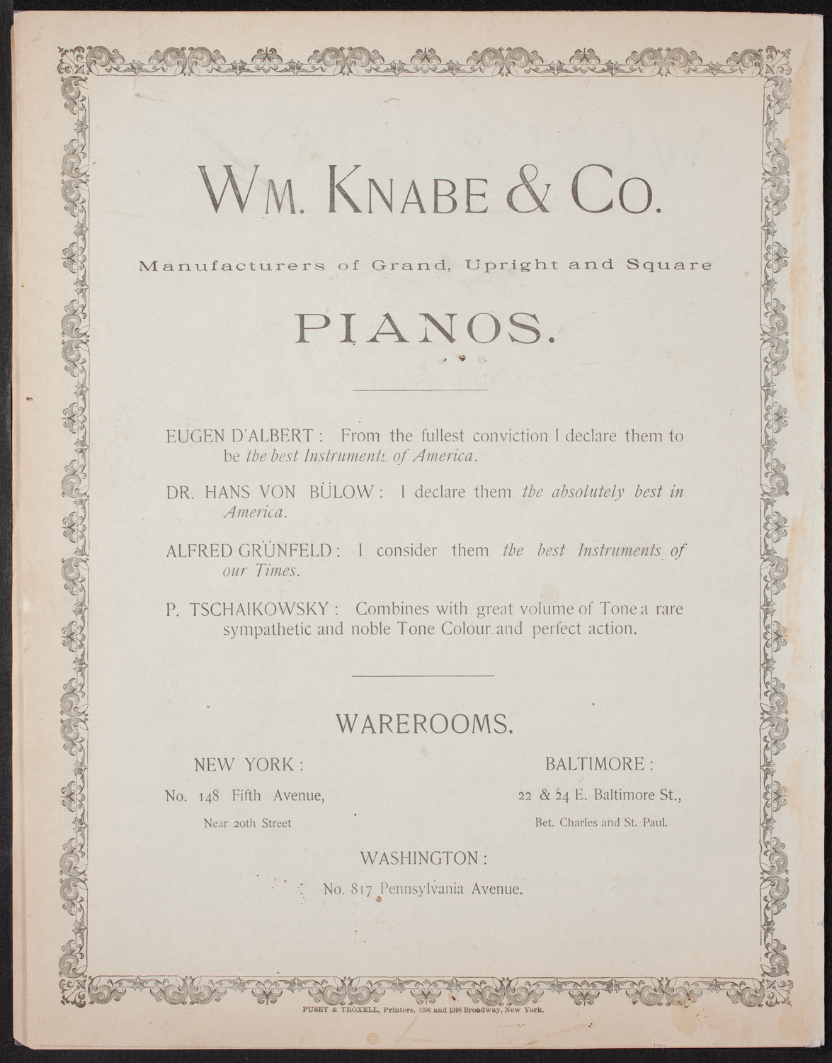 Sousa's Grand Concert Band, January 23, 1893, program page 8