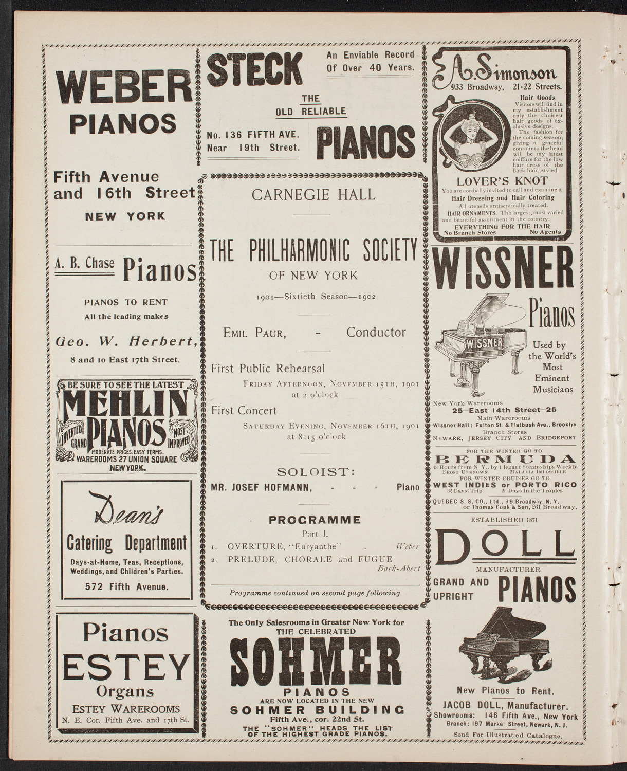 New York Philharmonic, November 15, 1901, program page 6