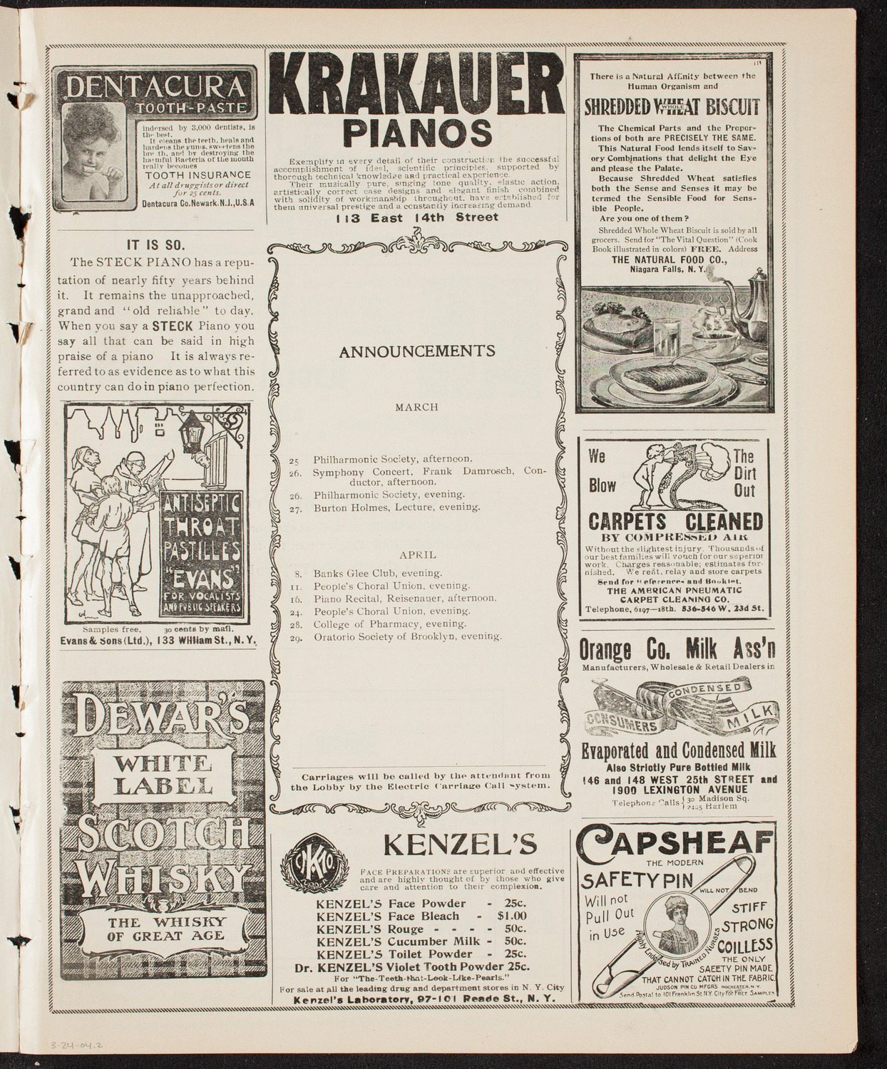 Oratorio Society of New York, March 24, 1904, program page 3