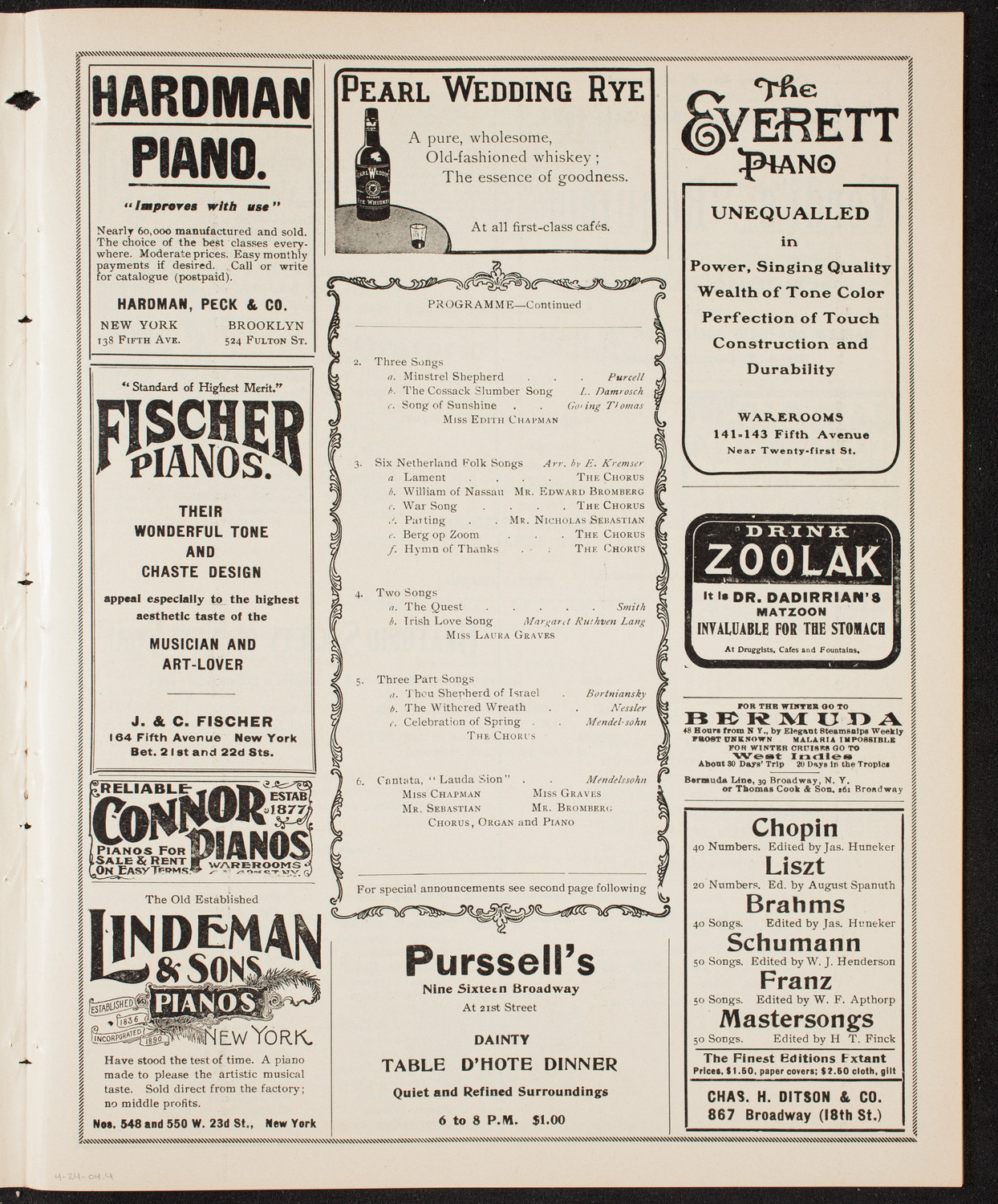 People's Singing Classes, April 24, 1904, program page 7