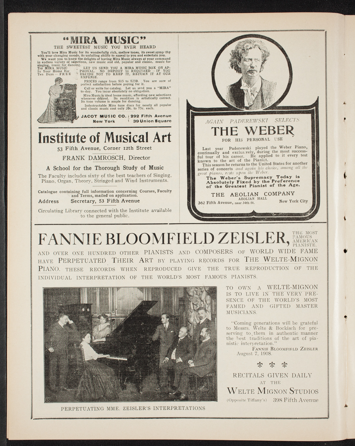 Fannie Bloomfield Zeisler, Piano, December 12, 1908, program page 6