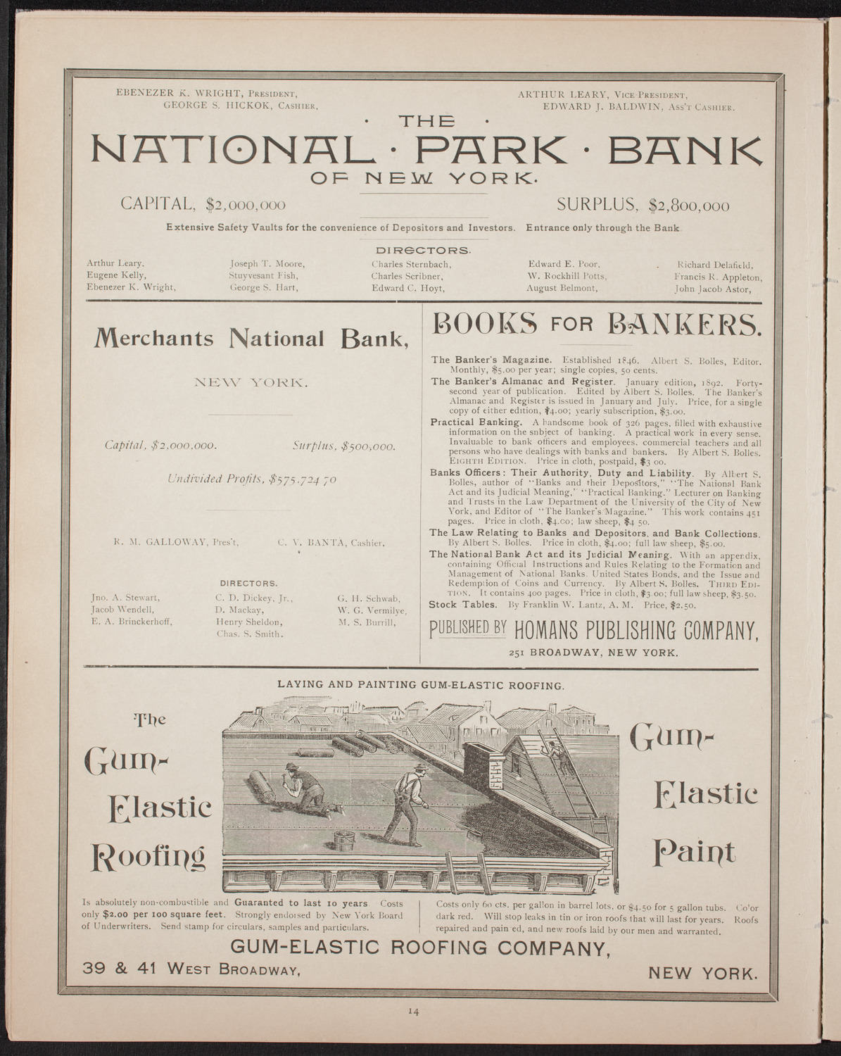 New York Banks' Glee Club, April 24, 1893, program page 14