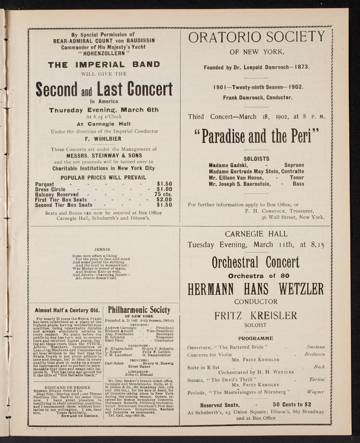 Charity Concert by Orchestra of the Second Imperial Sailors' Division, March 3, 1902, program page 5