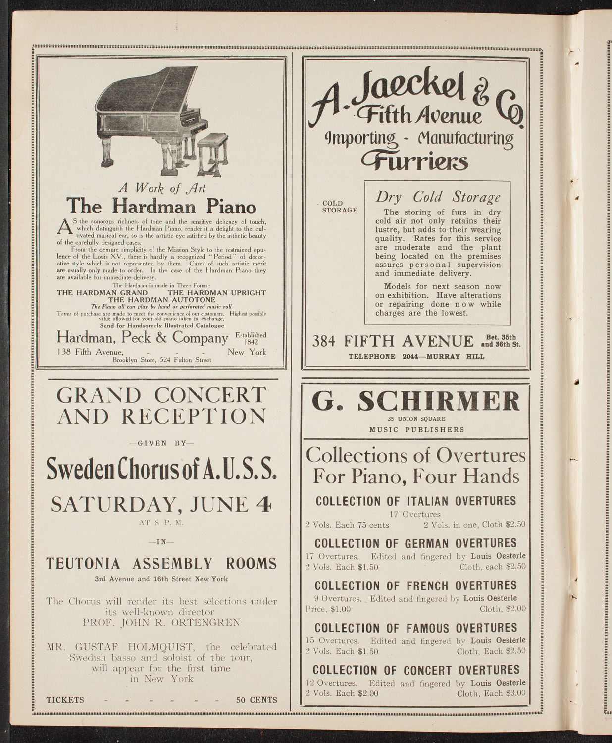 Grand Festival Concert of the American Union of Swedish Singers, May 28, 1910, program page 8