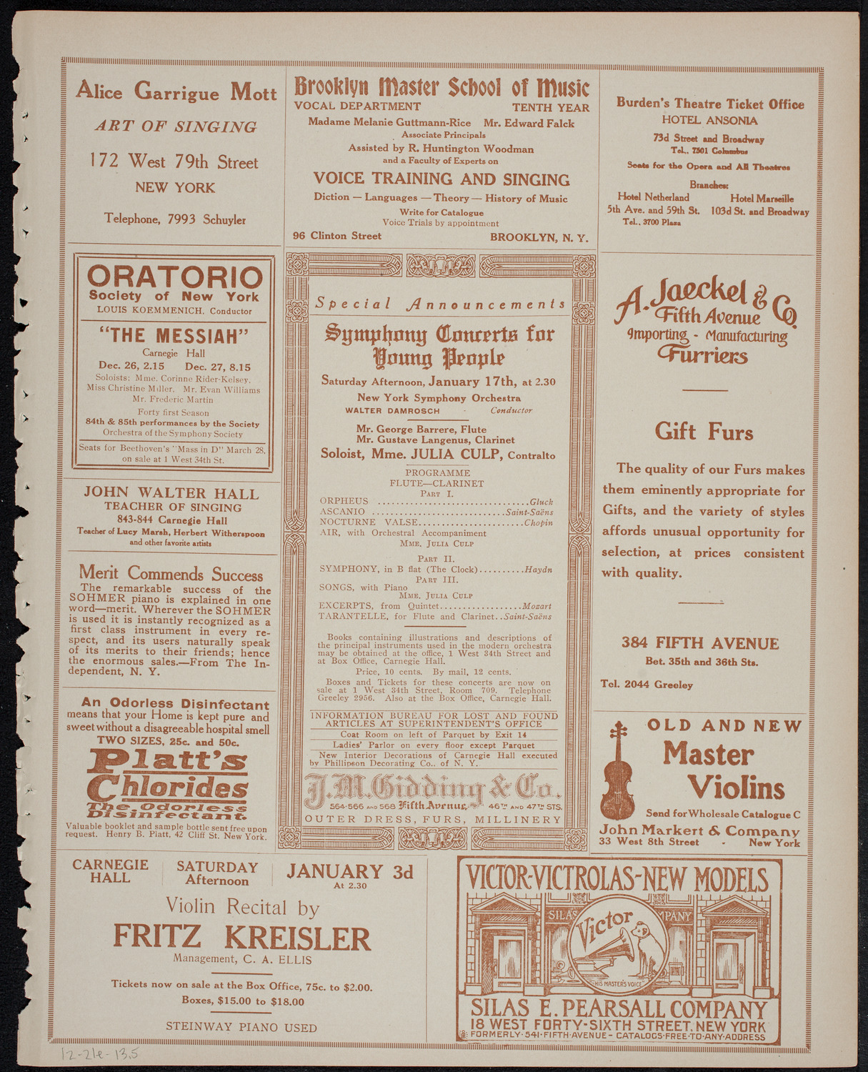 People's Choral Union, December 21, 1913, program page 9