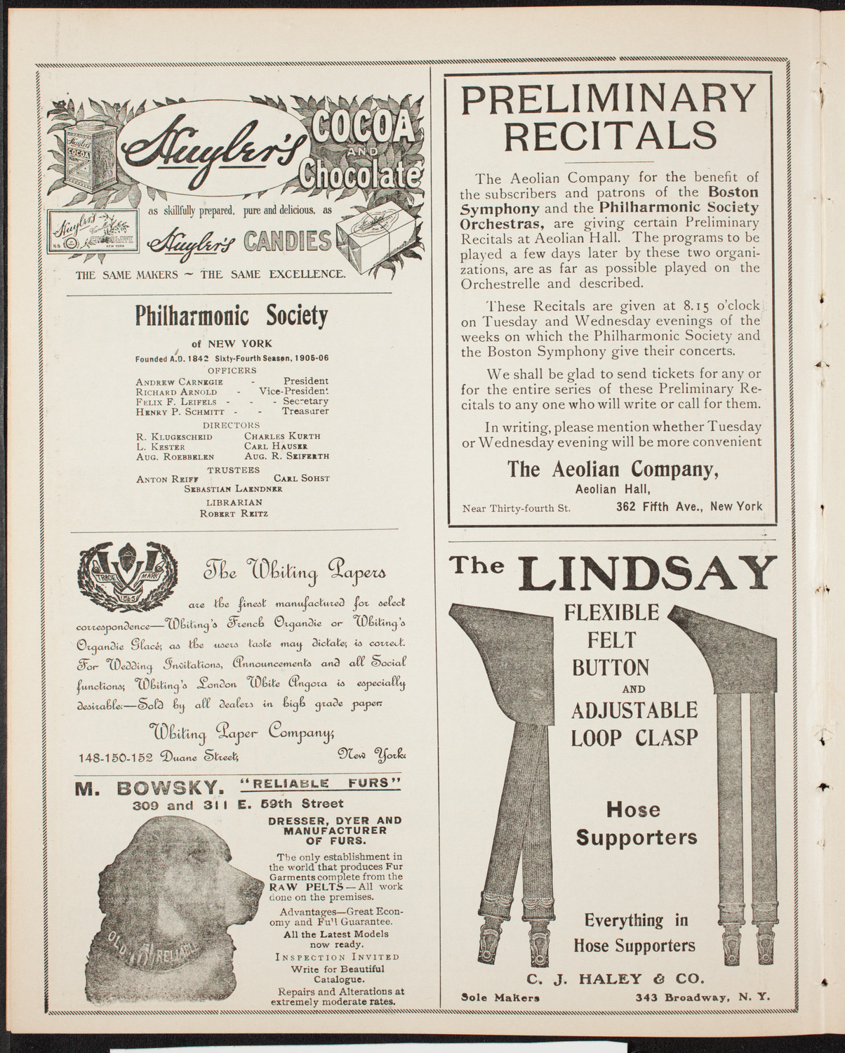 New York Banks' Glee Club, February 12, 1906, program page 6