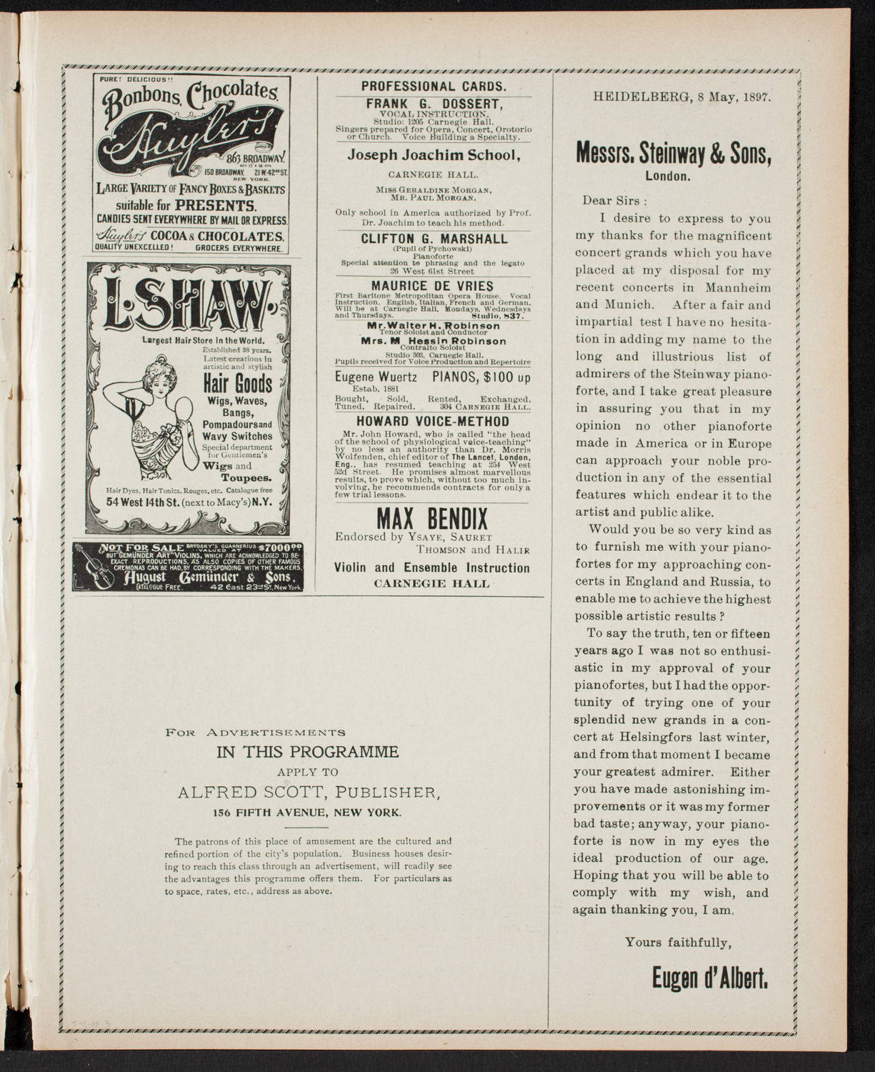 Teacher's Mutual Benefit Association Orchestral Concert, May 11, 1900, program page 5