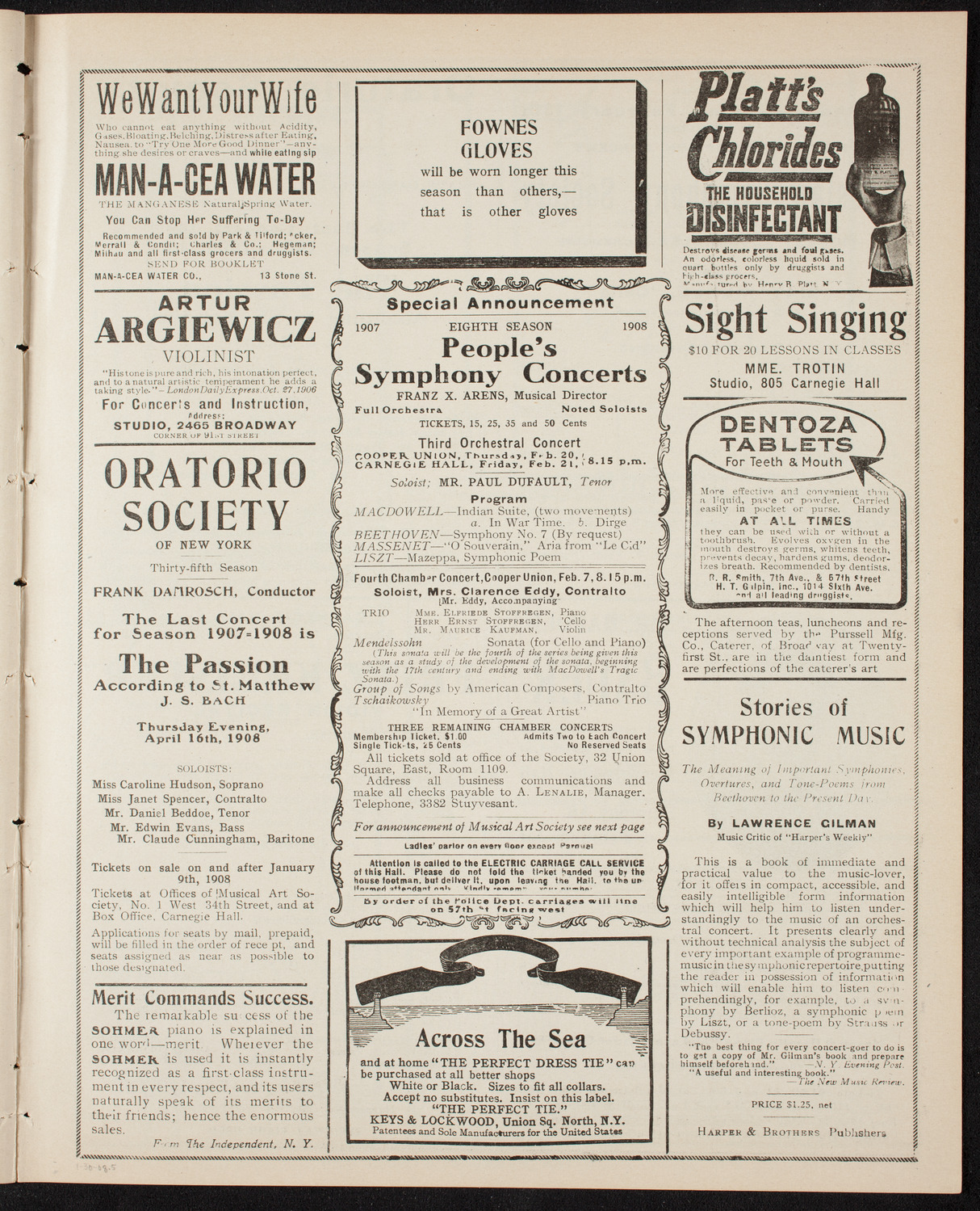 Russian Symphony Society of New York, January 30, 1908, program page 9