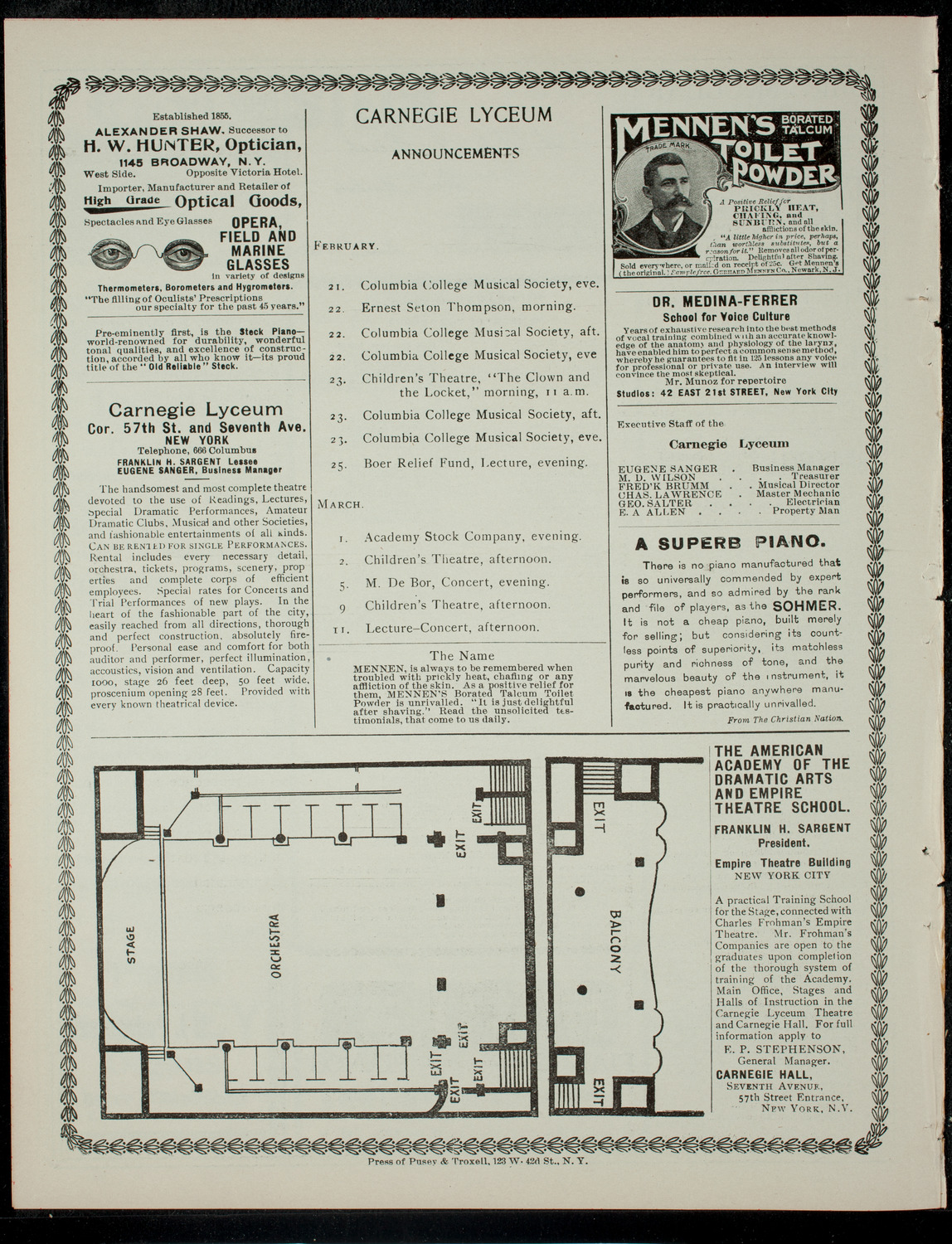 The Columbia University Musical Society, February 20, 1901, program page 4