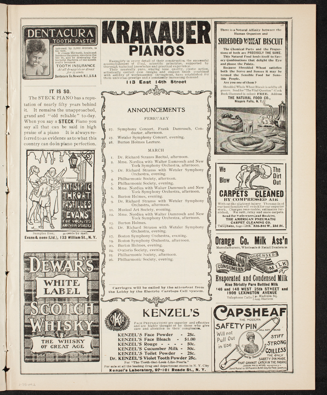 Ferruccio Busoni, Piano, February 25, 1904, program page 3